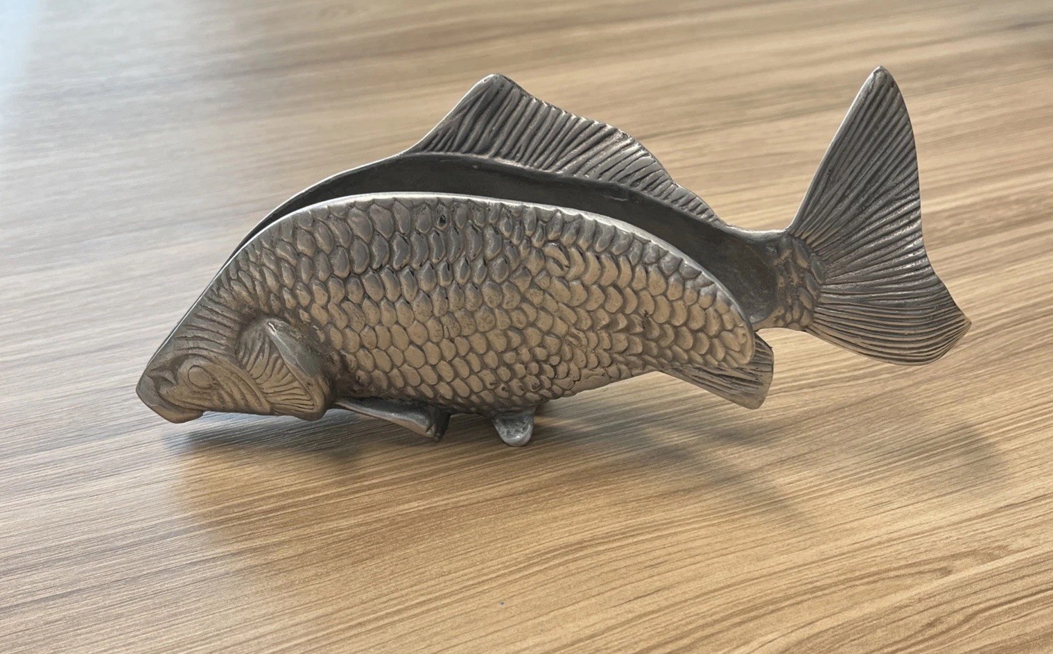 Vintage Silver Metal Fish Napkin Letter Mail Holder