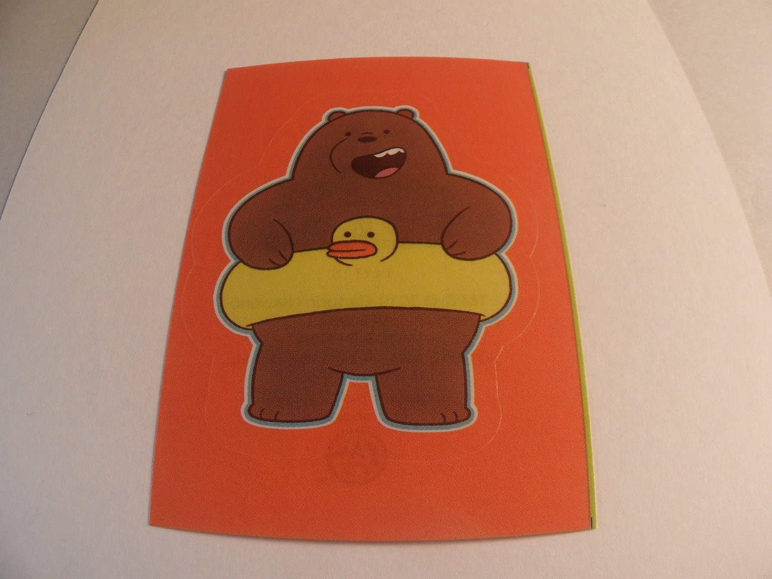 We Bare Bears Grizzly Duck Tube Sticker Cartoon Network 2019 USA WEBB234