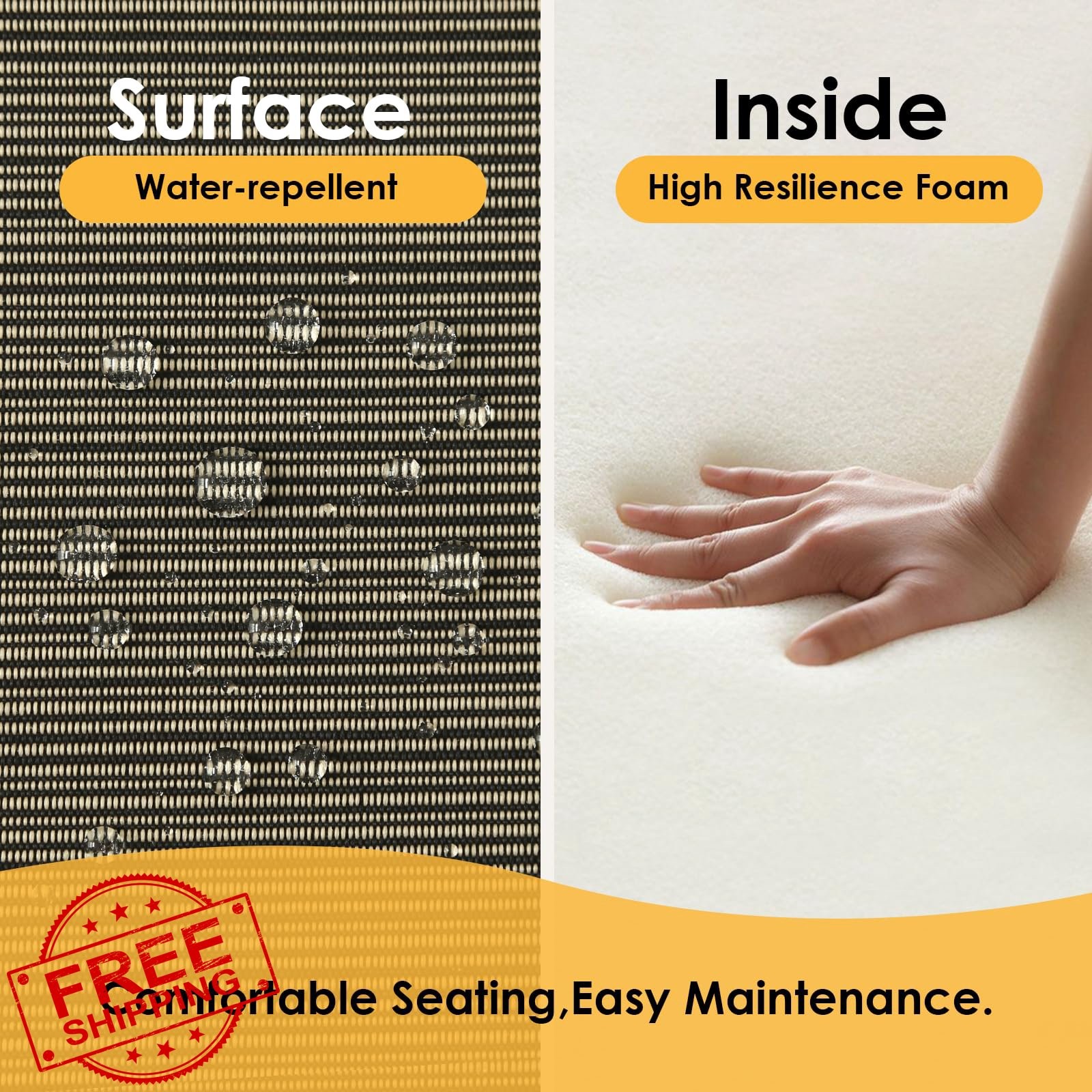 Supdurplus 19" Seat Cushion 4pk Dark Tan Stripe Outdoor Patio Square Non Slip