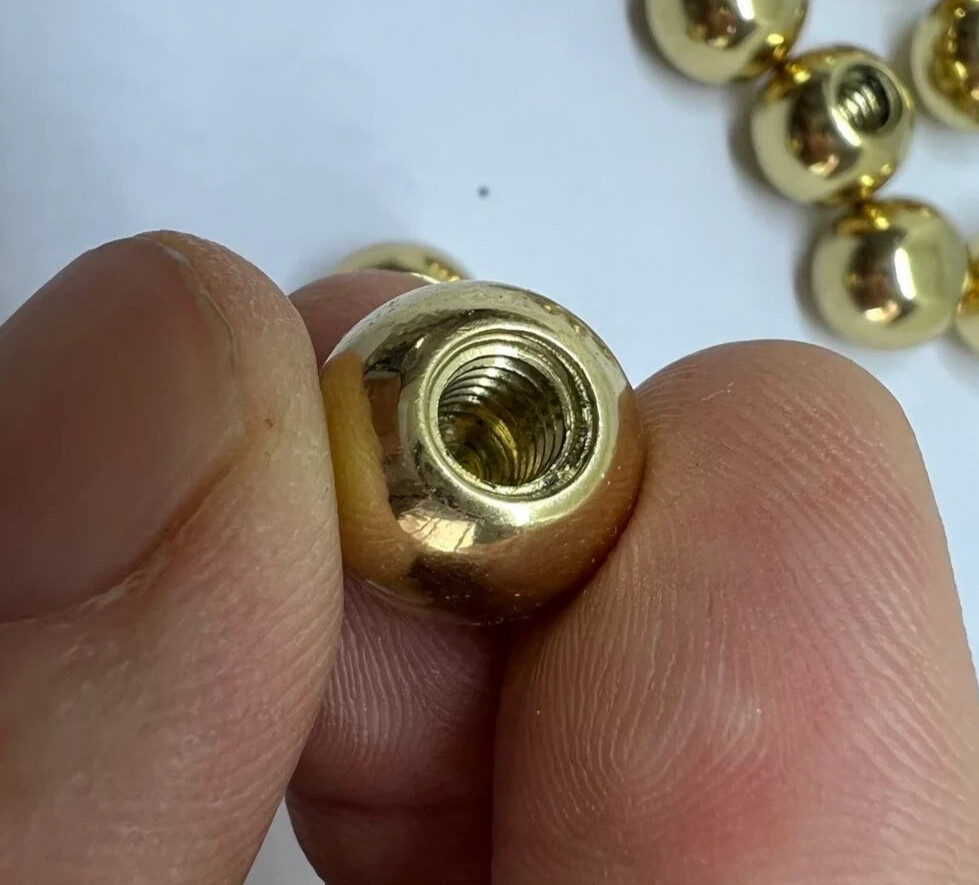 small brass Balls cot bed heavy cast Knob 5/8” inch high 14.5 mm bold style