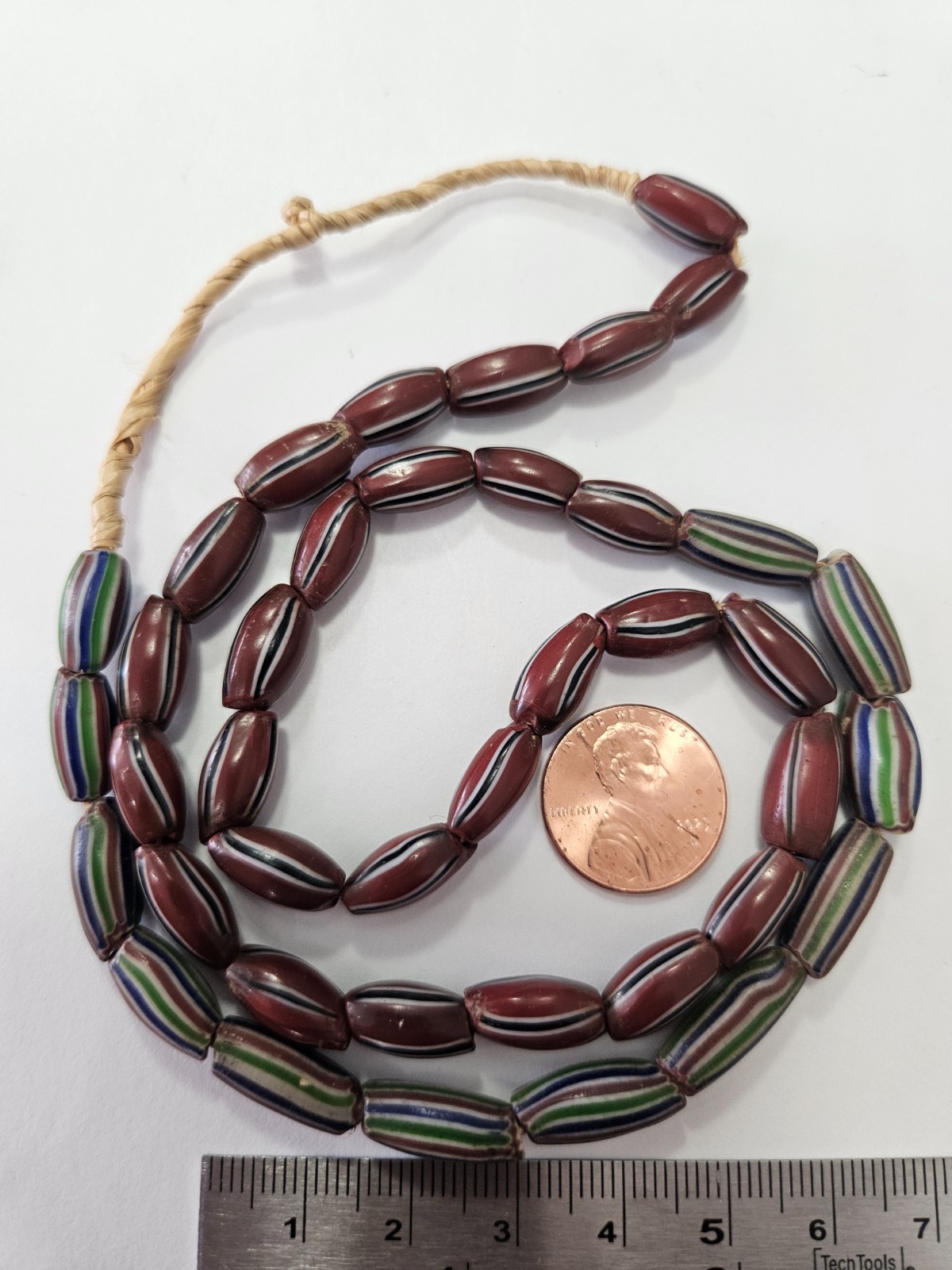 Antique Venetian Fluted Aspeo 4-Layer Chevron Beads – 20" Strand, 40 Beads