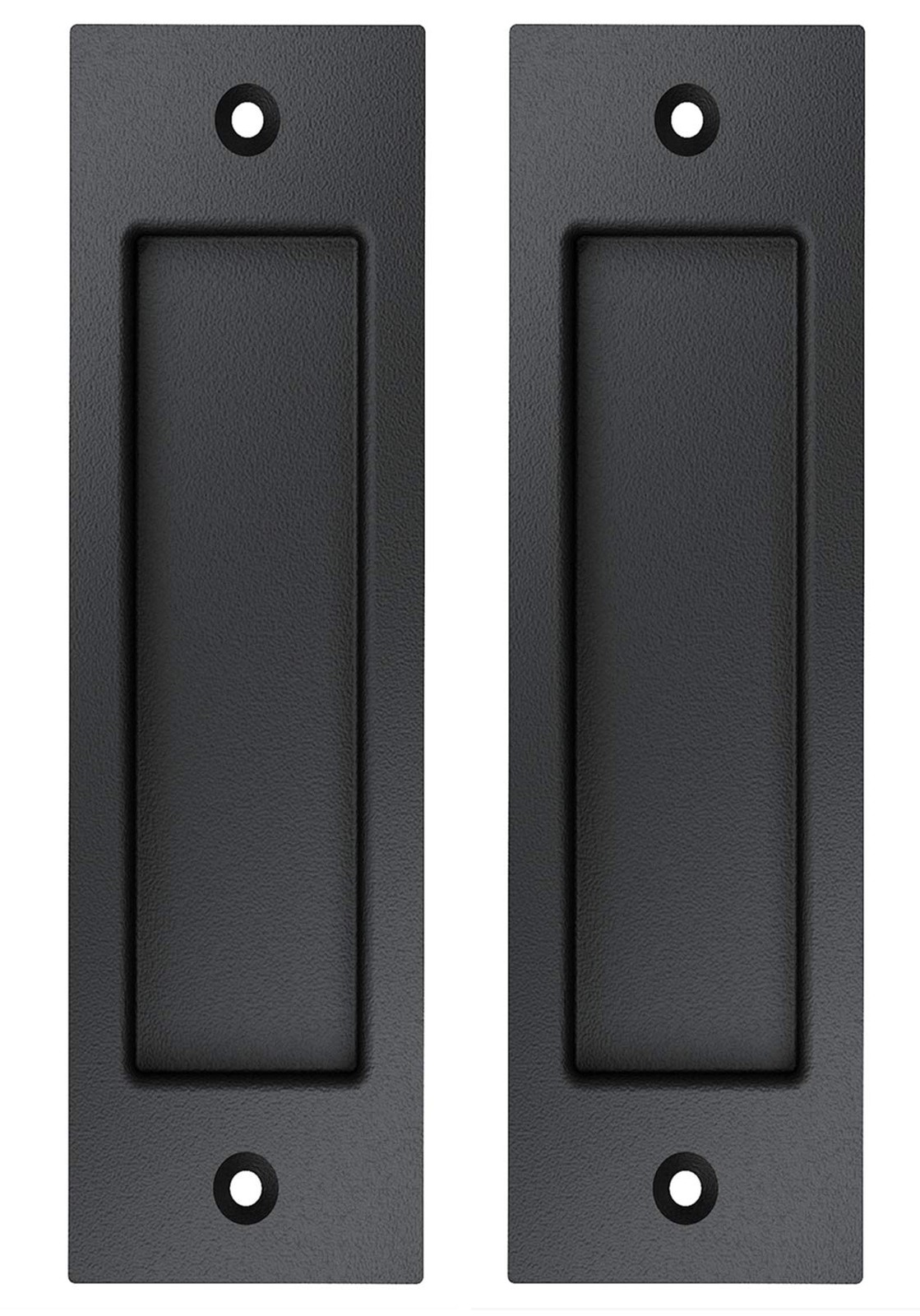 (2 Pack 6.5" Flush Pull Handle for Sliding Barn Door and Large, Matt Black