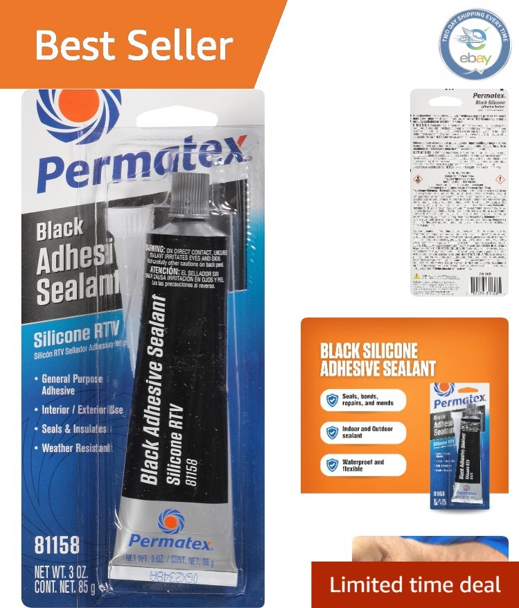 Black Silicone Sealant Tube, 3 oz. - Indoor/Outdoor Waterproof, Sensor-Friendly