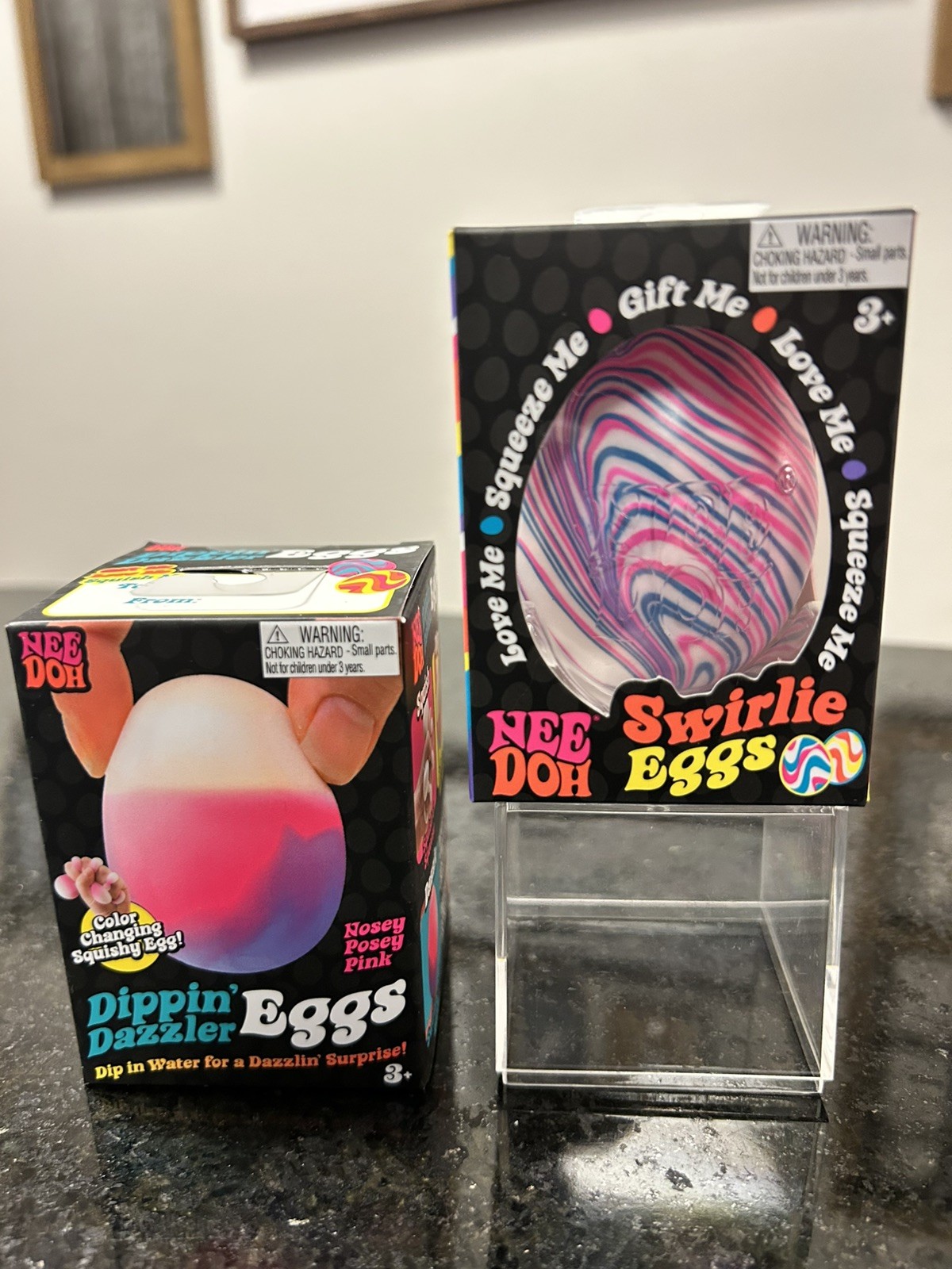 NEEDOH Dippin’ Dazzler COLOR CHANGING Egg & SWIRLIE Egg! Nee Doh NEW Set Of 2!