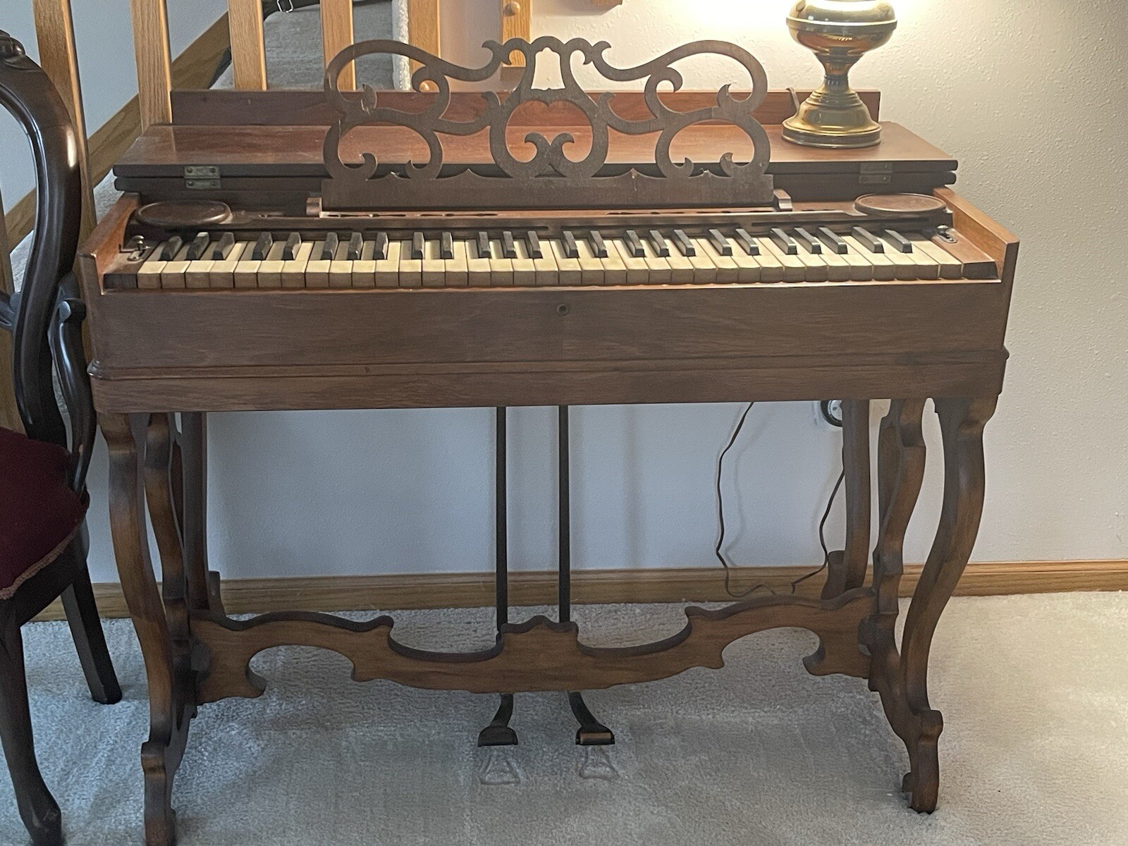 19th Century Mandoleon Pump Organ
