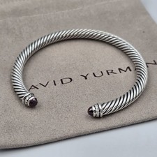 David Yurman 5mm Cable 925 Sterling Silver Garnet and Diamonds Bracelet