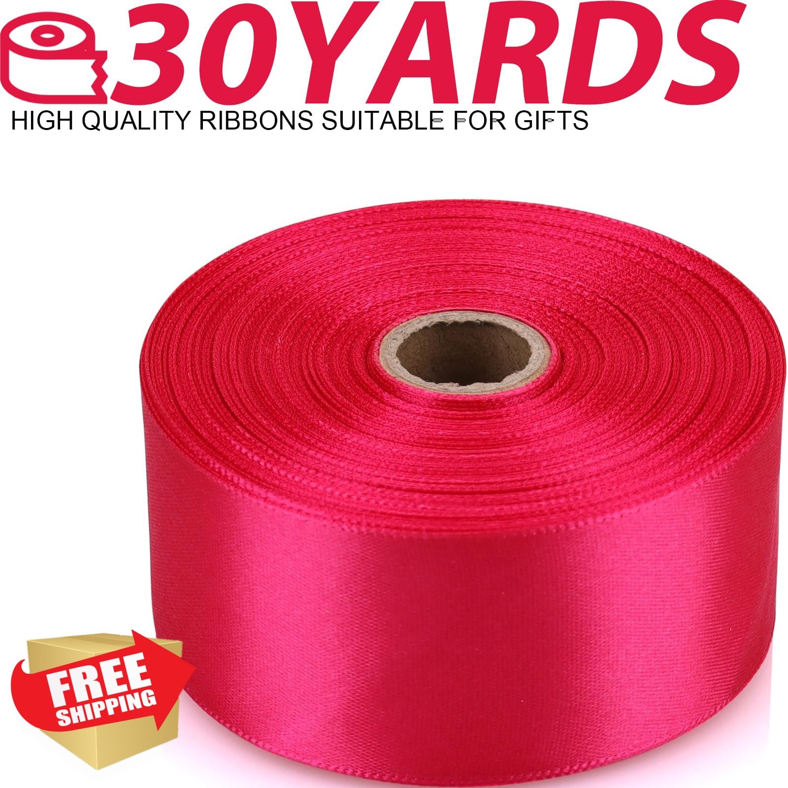 NISDOCF Hot Pink Satin Ribbon 1.5 Inch 30 Yards Gift Wrap Craft