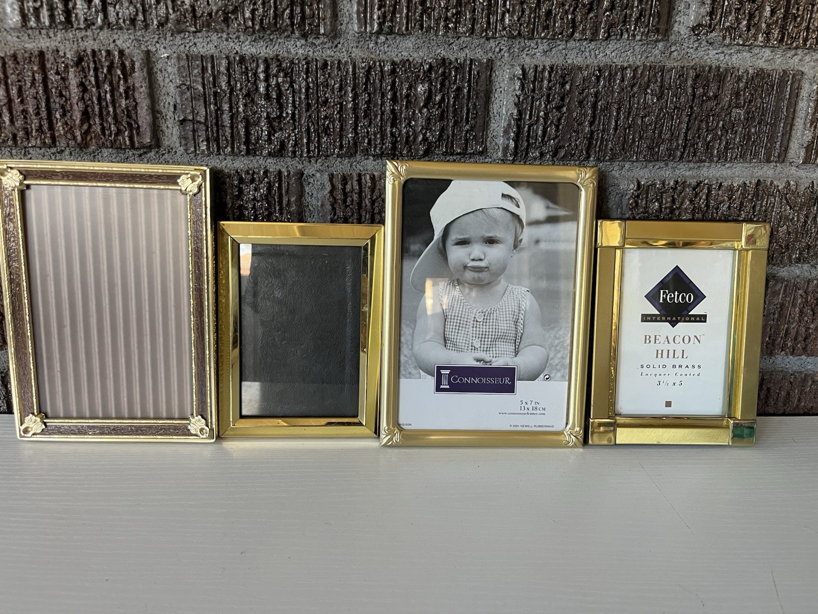 Lots of 4 MCM Vintage Brass / Gold Toned Photo frames 3.5 X 5 & 5 X 7