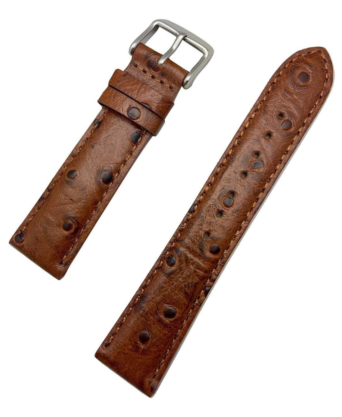 NewLife 20mm Brown Genuine Leather Watchband | Beautiful Ostrich Grain, Light...