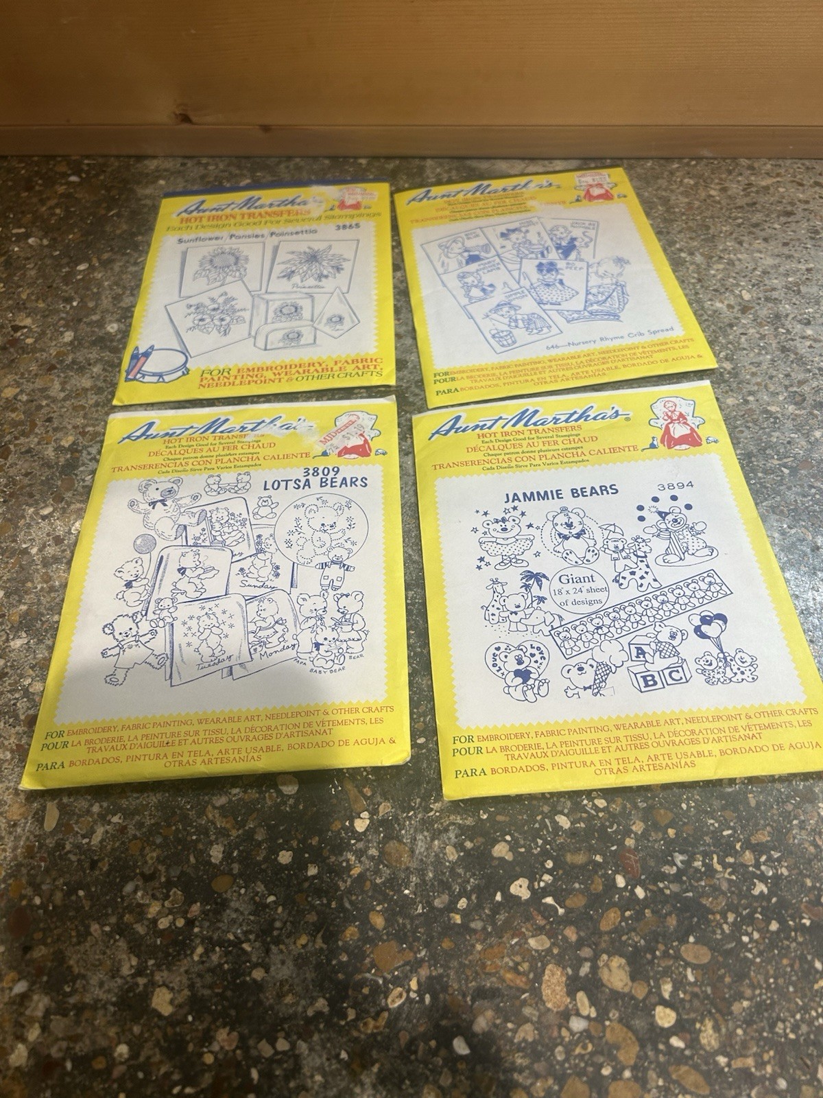 Aunt Martha's Hot Iron Embroidery Transfer Patterns #646 #3894 #3865 #3809