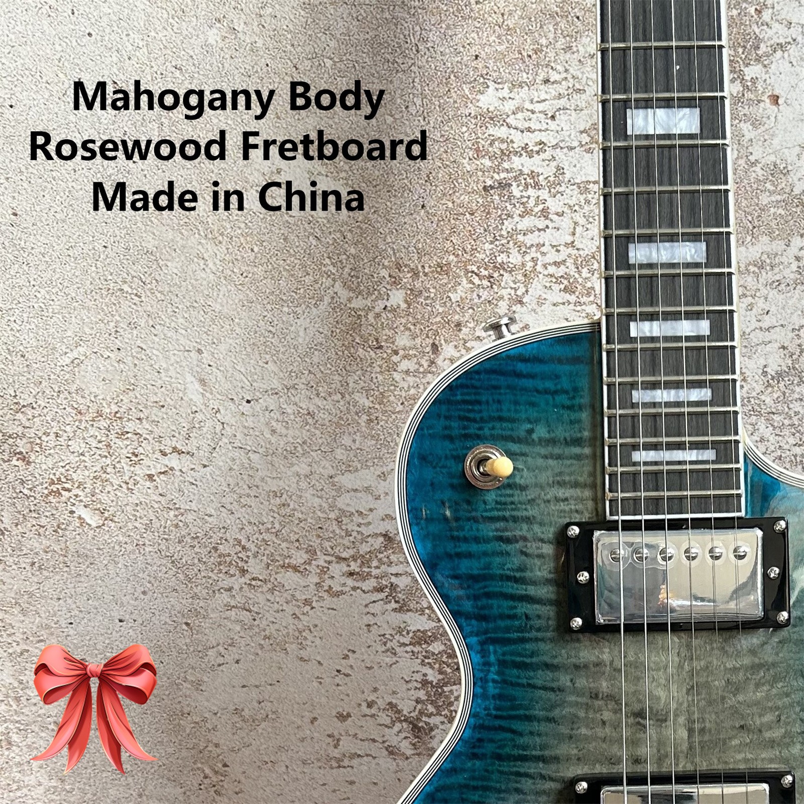 High Quality Electric Guitar: Mahogany Body HH Pickups Fixed Bridge Slate Blue