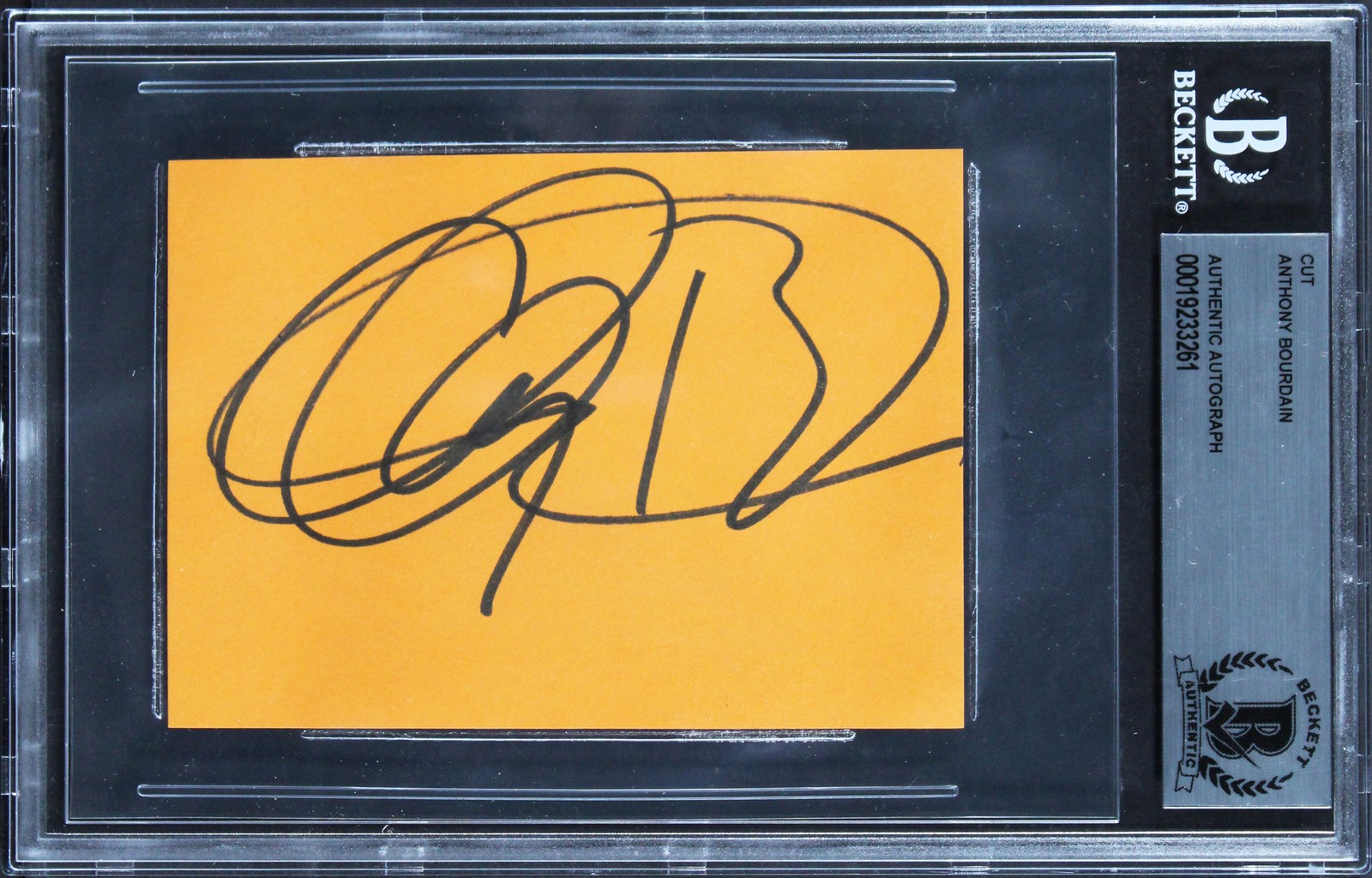 Anthony Bourdain No Reservations Authentic Signed 3x4.25 Cut Signature BAS Slab