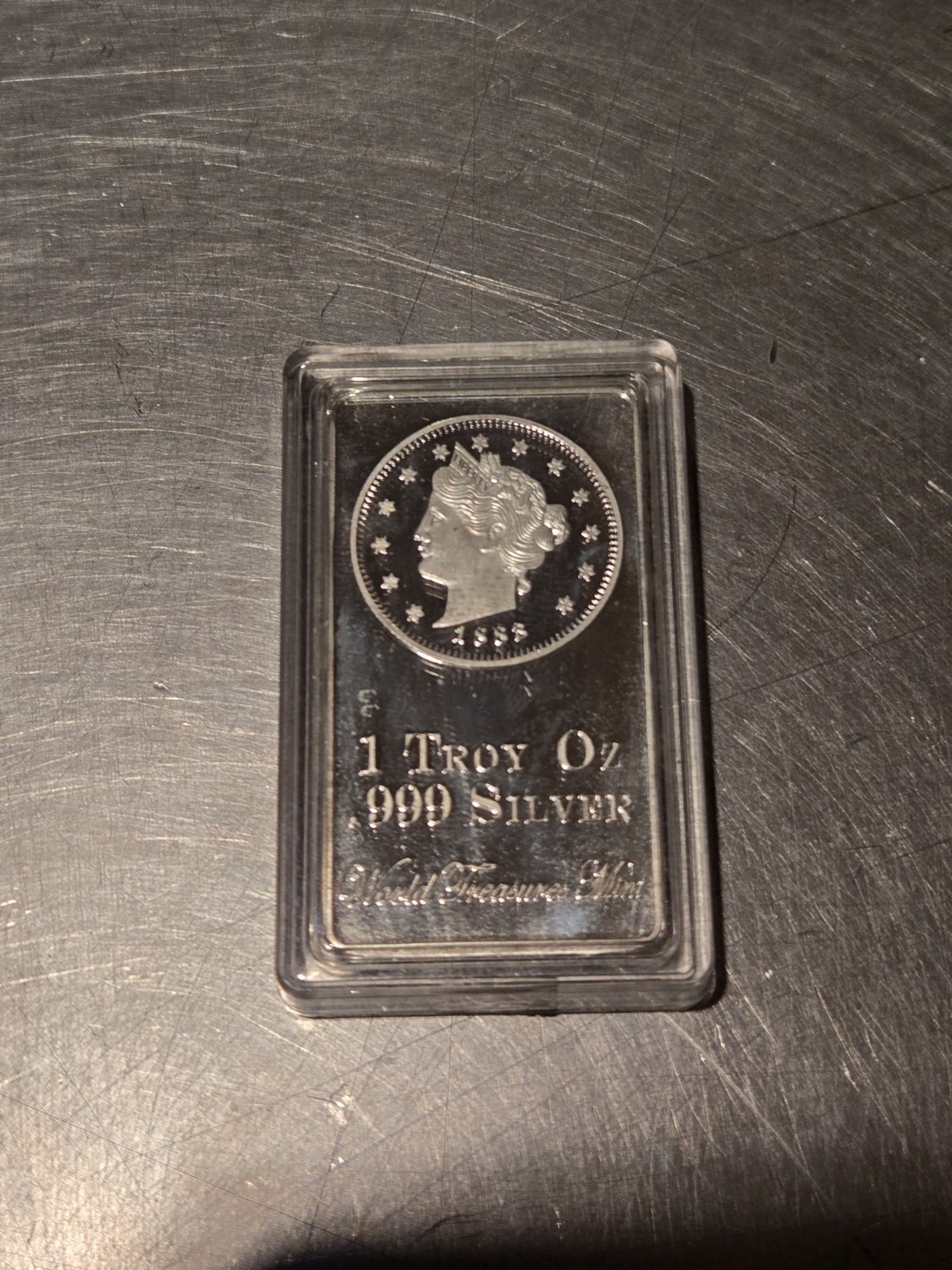 2012 World Treasures Mint in CLAD we trust 1 oz sliver bar novelty NOT real 