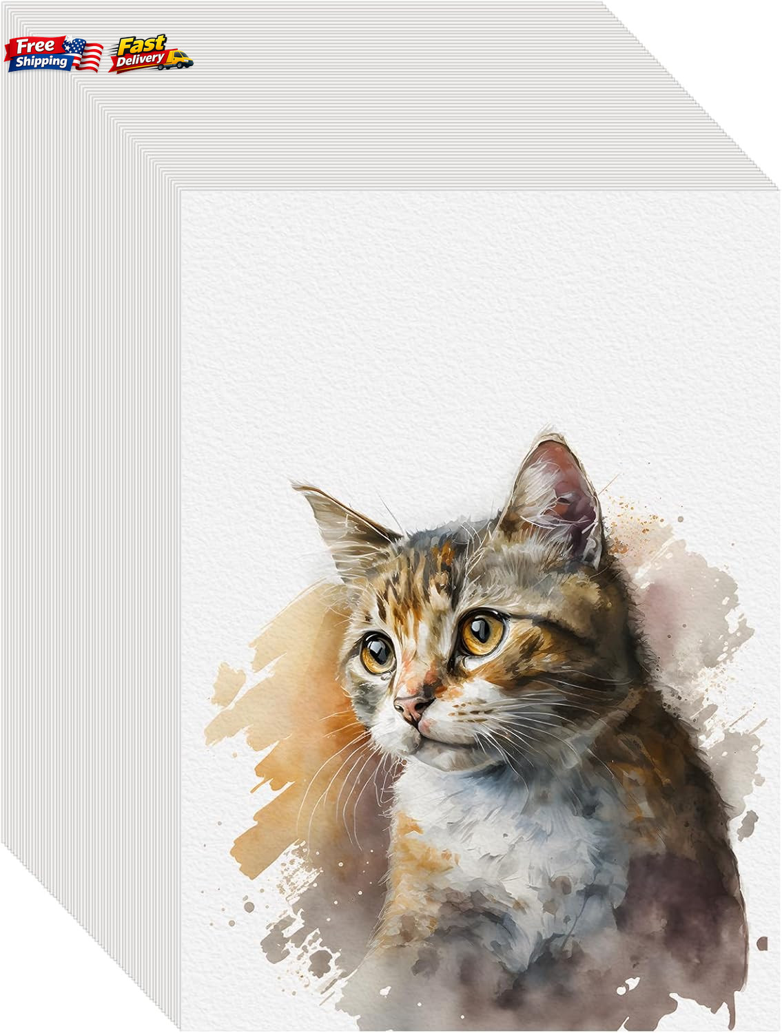 100PCS Watercolor Paper Bulk 5x7 140lb 300g Cold Press Thick Art Paper for Paint