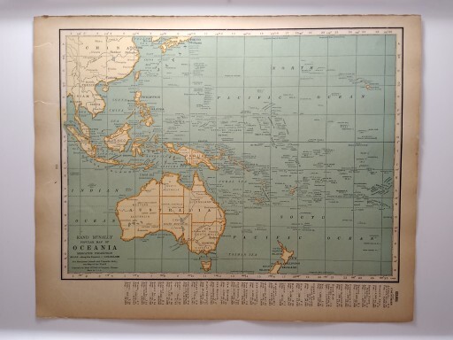 1929 Vintage OCEANIA Atlas Map Original Antique Rand McNally Premium Atlas