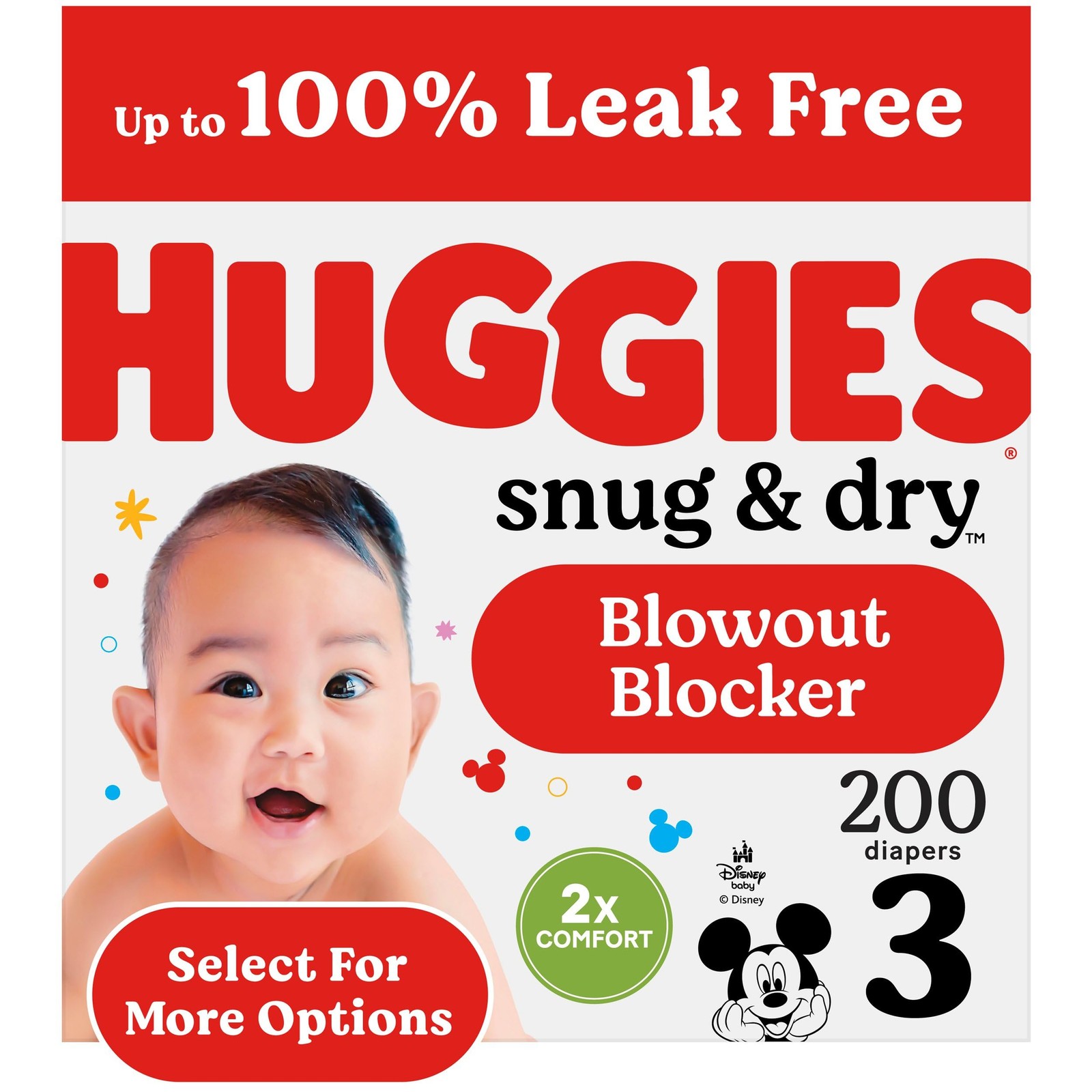 Diapers Size 3 Snug & Dry 200 Count 16-28 Huggies Baby disposable overnight
