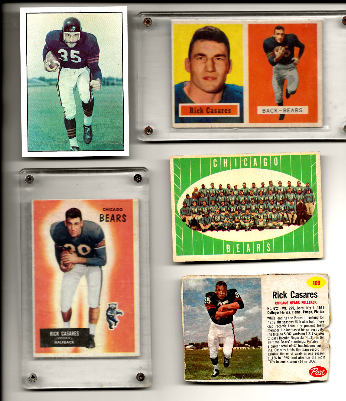 1955 Bowman #87 Rick Casares Chicago Bears Rookie 57  TOPPS  TAMPA FLA, 5 CARDS