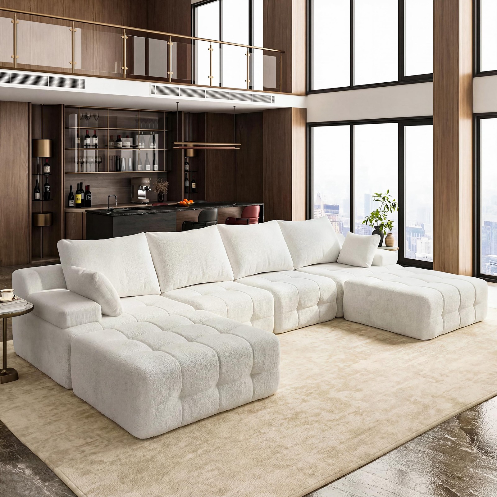 138" Cloud Sectional Couches for Living Room,Modern Convertible U-Shape Couch