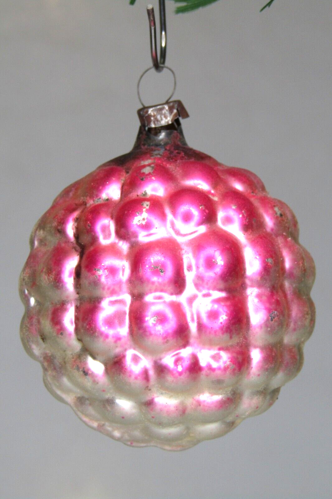 Antique Vintage Blown Glass Pink Bumpy GOLF BALL Christmas Ornament Germany
