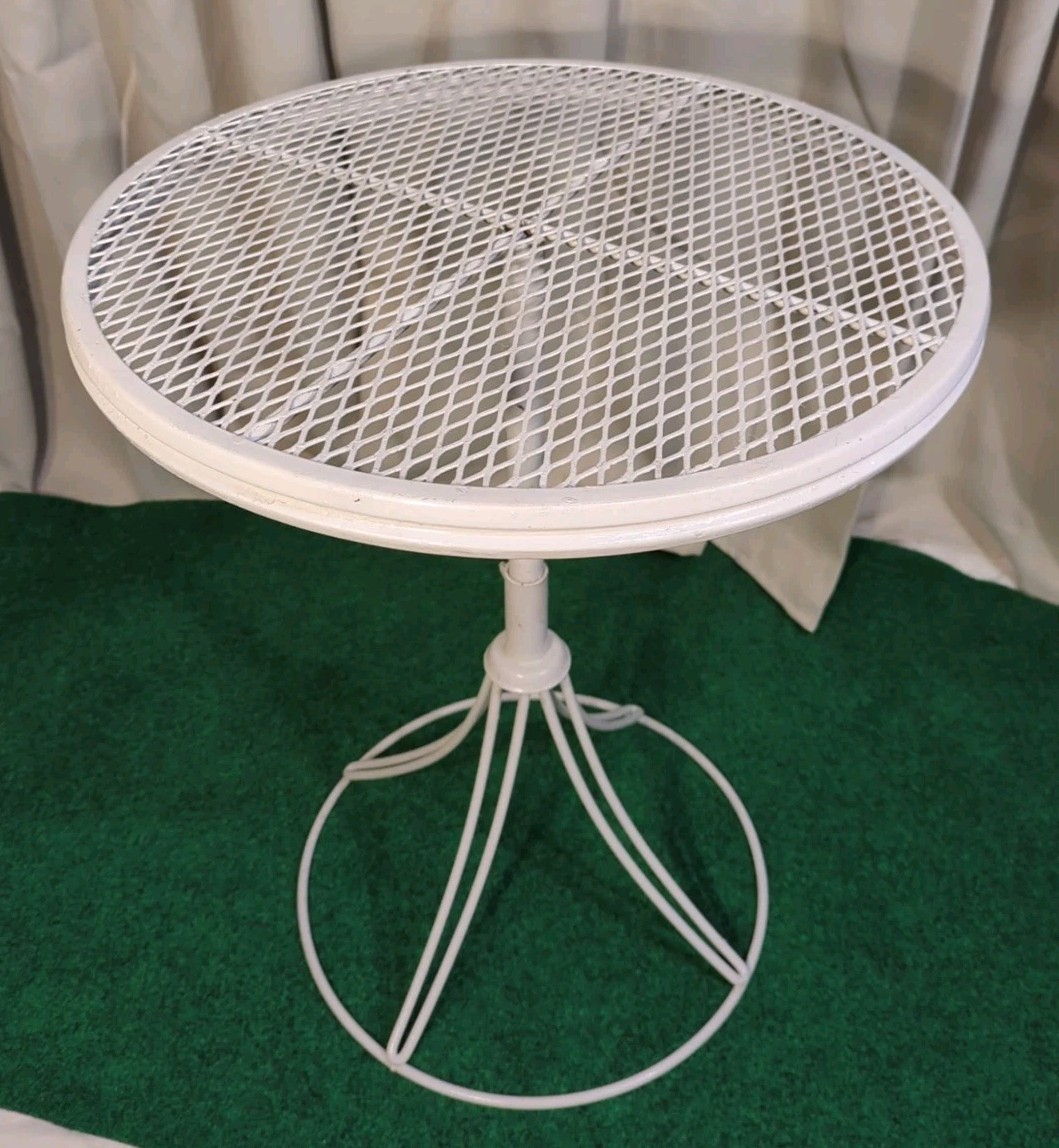 Mid Century Modern Wire Mesh Round Table Homecrest Adjustable  Height Vtg 21" D