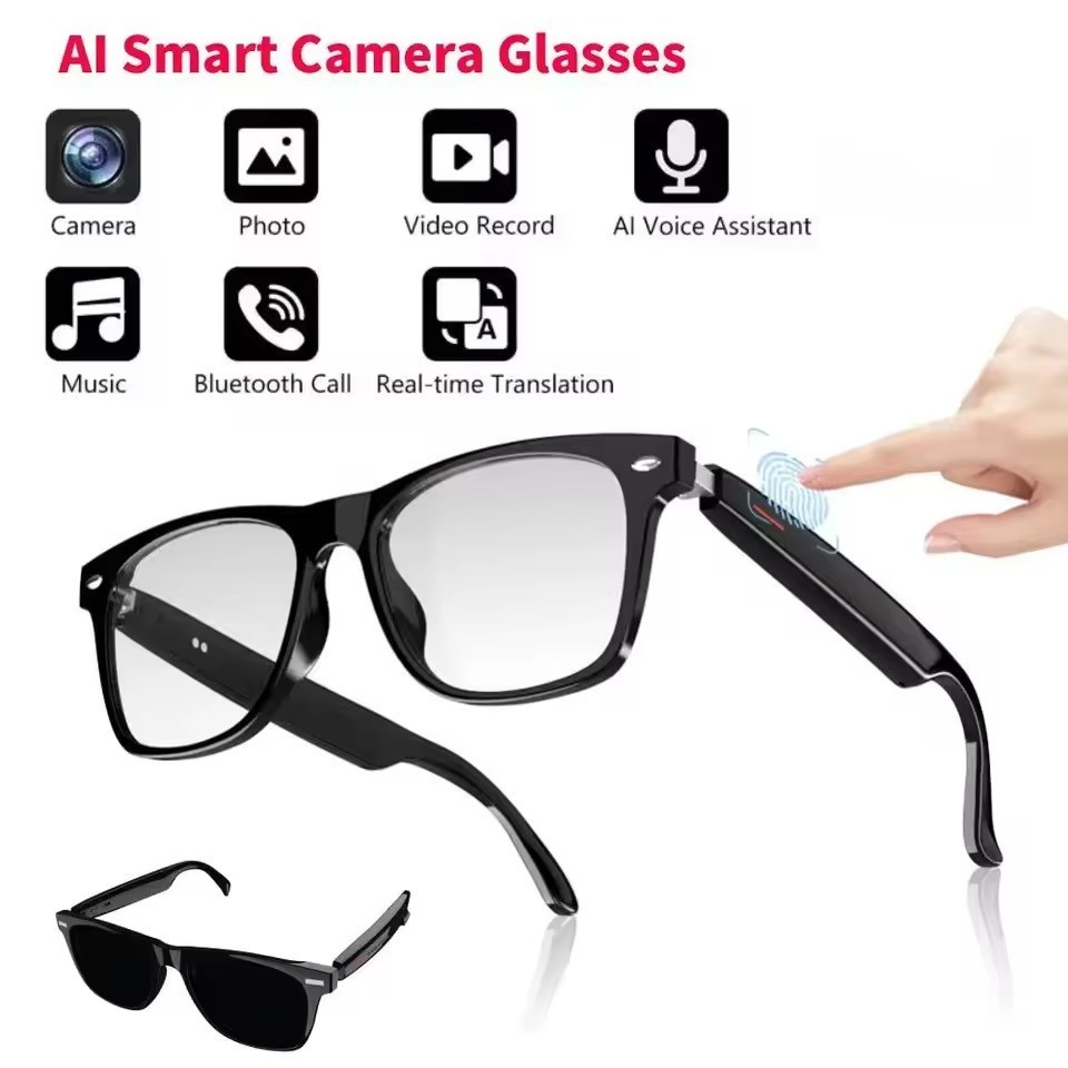 4K AI Smart Glasses 8MP Camera Video Recording Photo Translation BT Calls Voice