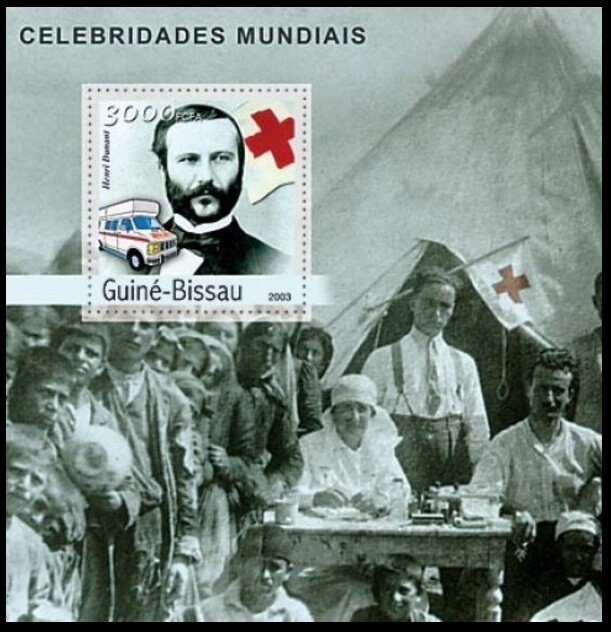 Guinea Bissau 2003 MNH MS, Henri Dunant, Red cross, Ambulance, medical Camp 