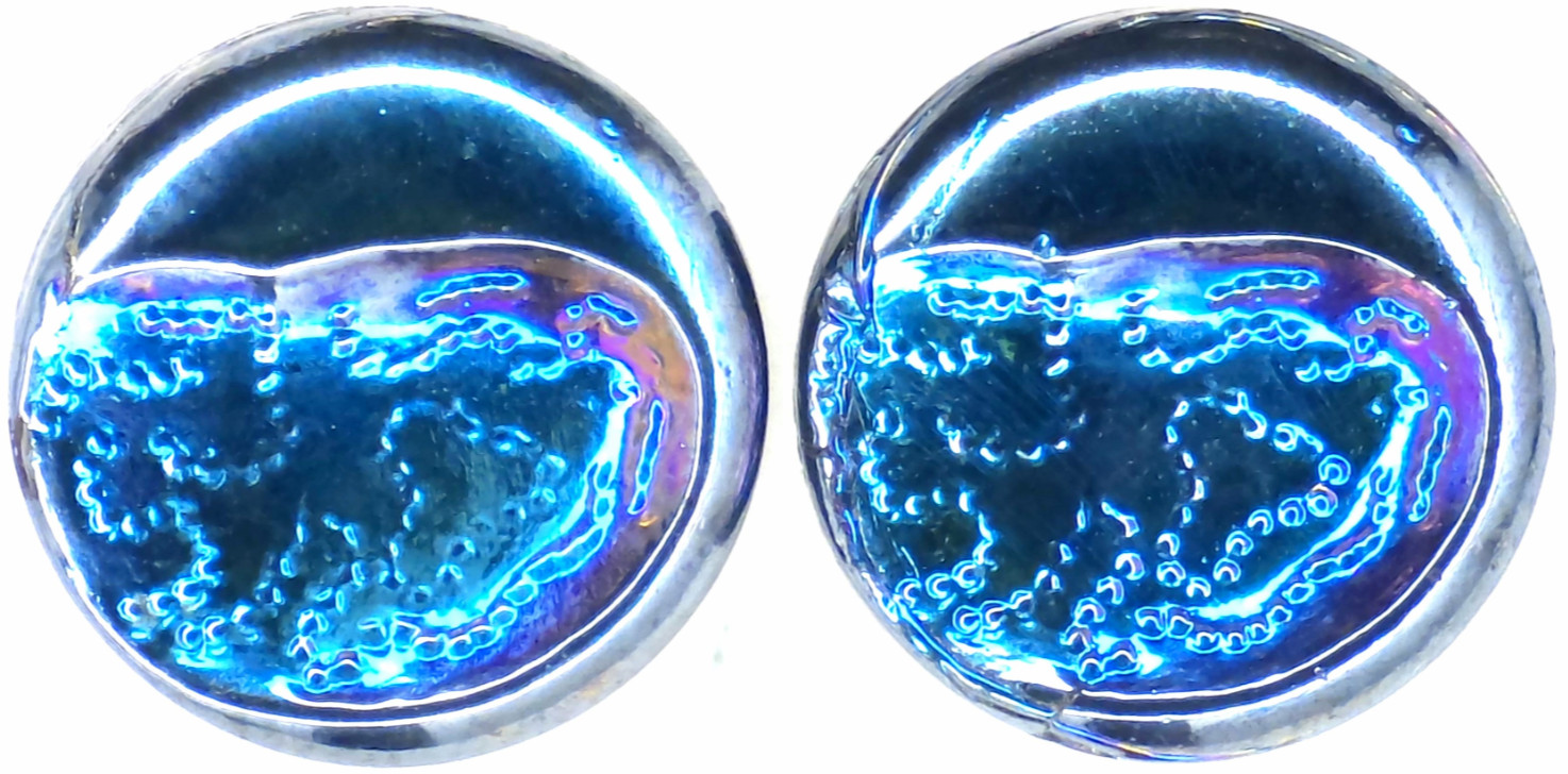 C1910s Antique Purple Blue Carnival Glass Luster Wave Bubble Button LOT SET 2