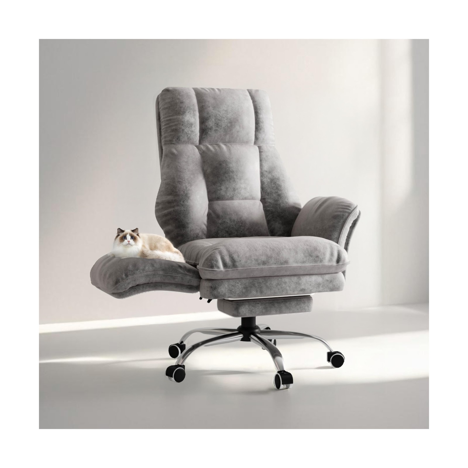 Big and Tall Office Chair, Flip Armrests for Pets & Cross Legged Sitting, Exe...