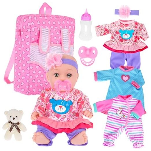  12 inch Baby Doll and Accessories-Reborn Baby Dolls Real Life Baby Dolls Pink