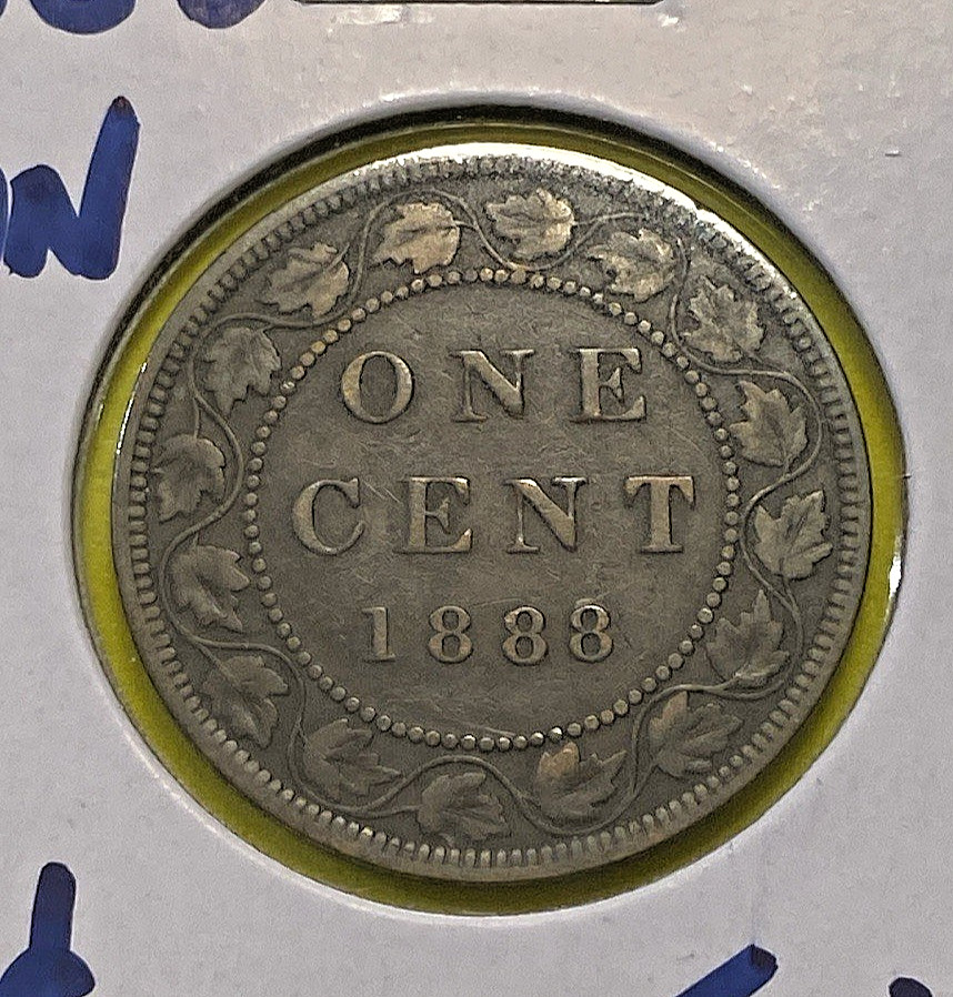 1888 Canada One Cent - Large 1 Penny - F 15 - Queen Victoria - Bronze