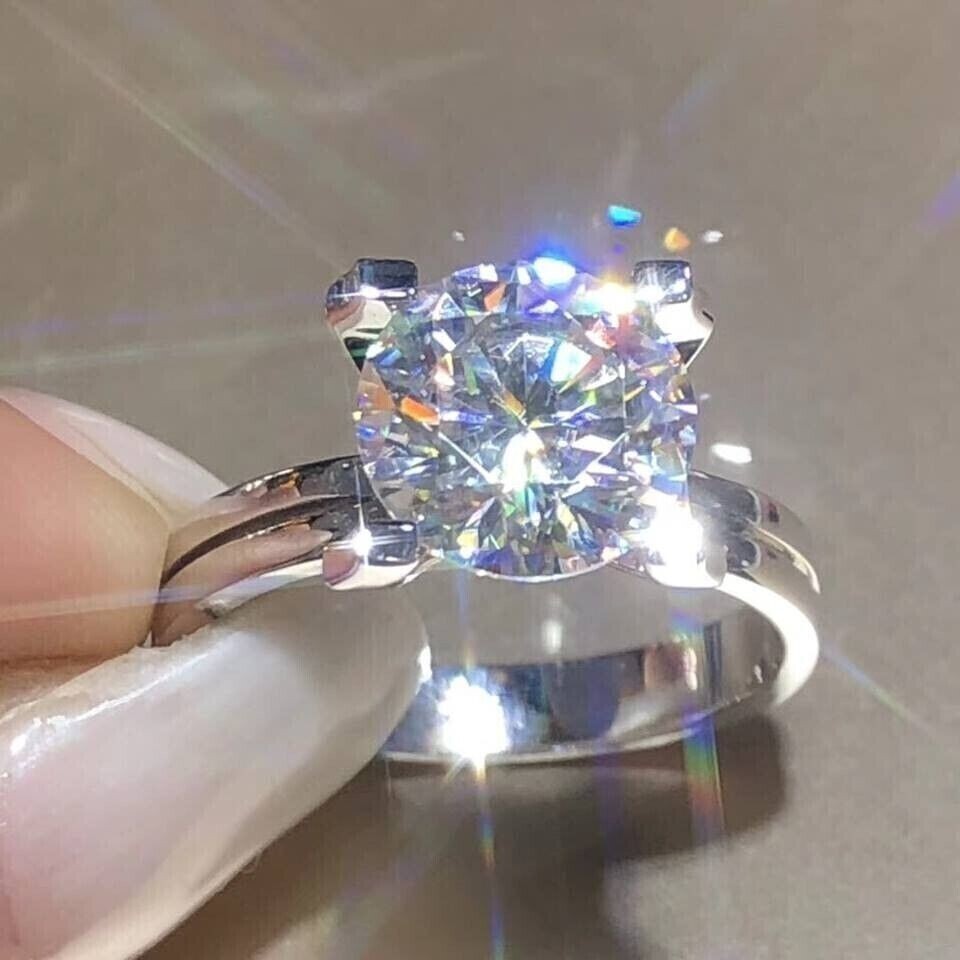 2.0CTW Round Solitaire Engagement Wedding Moissanite Ring 14k White Gold Plated