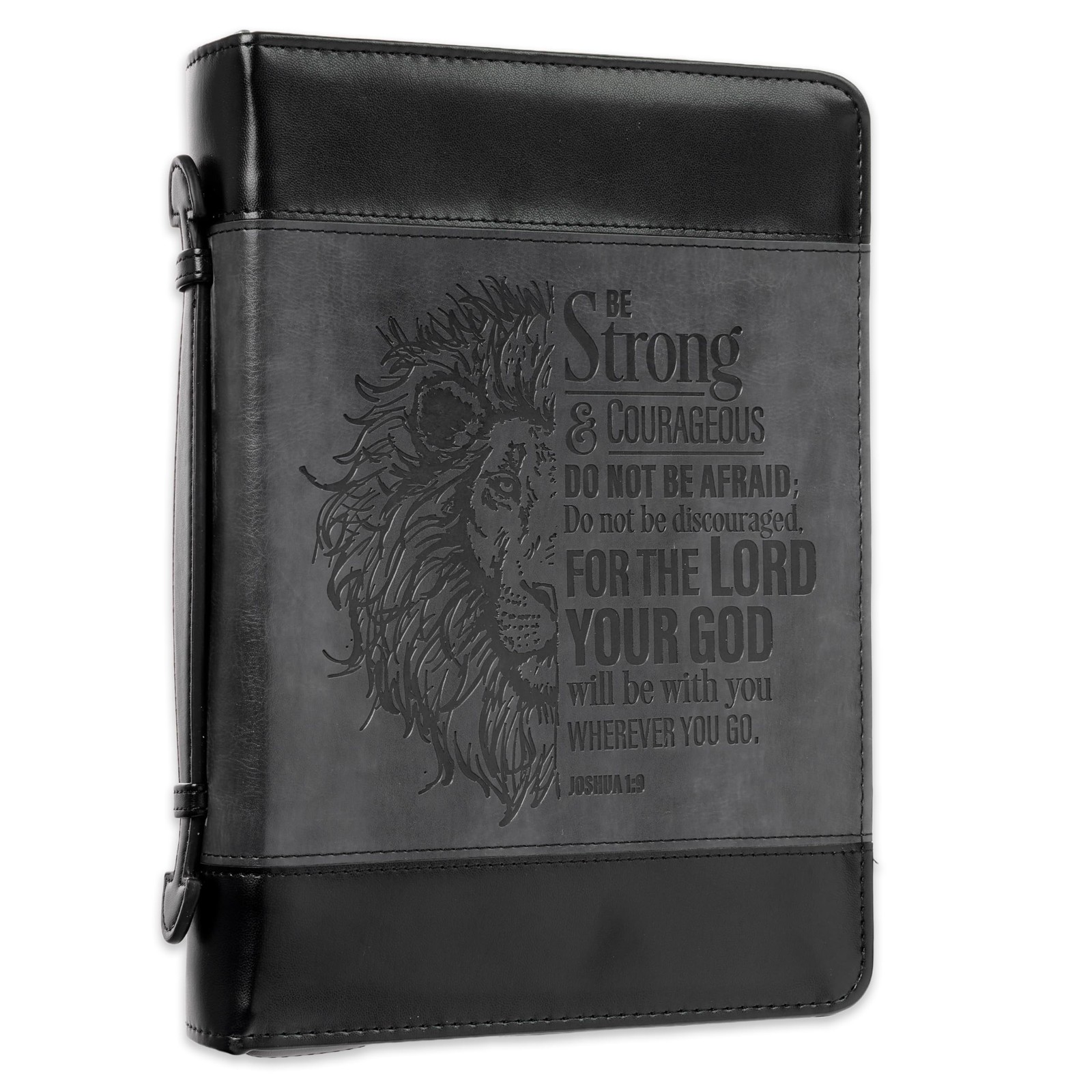 Christian Art Gifts Classic Faux Leather Bible Cover for Men and Women: Be Stron