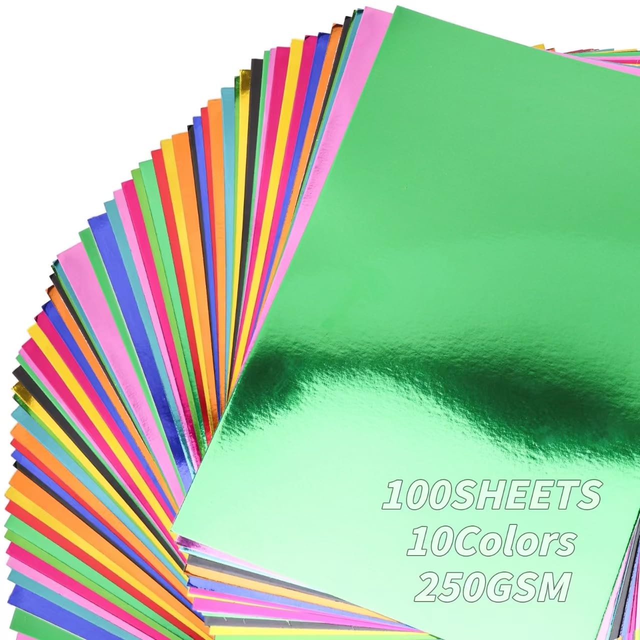 100 Sheets Metallic Mixed Cardstock Paper Bulk,Foil Board Paper 8.5" x 11", M...