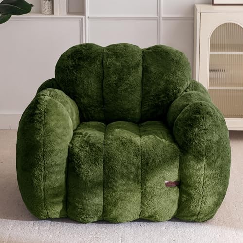  Bean Bag Chair, Cloud Shaped Bean Bag Sofa for Adults, Soft Standard Green