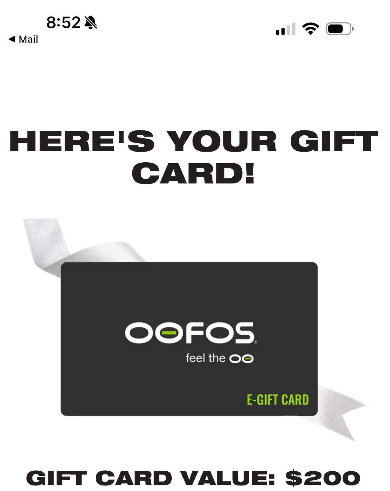 Oofos Gift Card $200