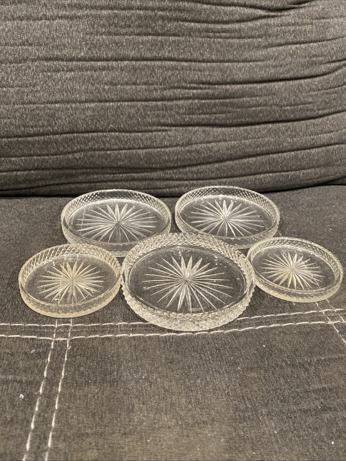 Crystal Glass - 2 Coasters & 3 Dishes
