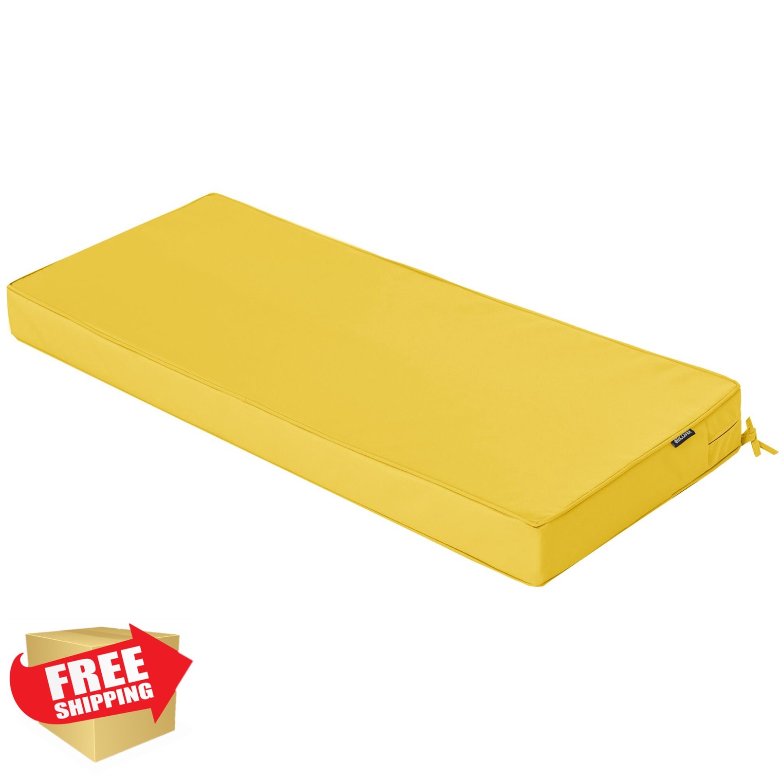 Comcaver 48x18" Outdoor Bench Cushion, Thick Waterproof, Yellow Seat Pad
