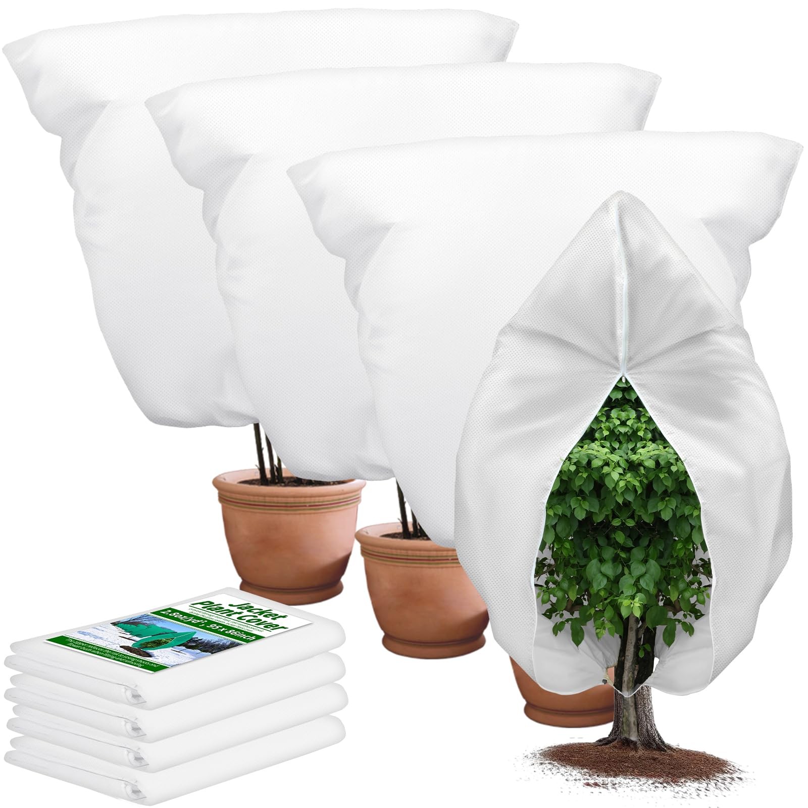 4PCS Large Plant Covers Freeze Protection 2.82oz Reusable Winter Frost Cloth Pla