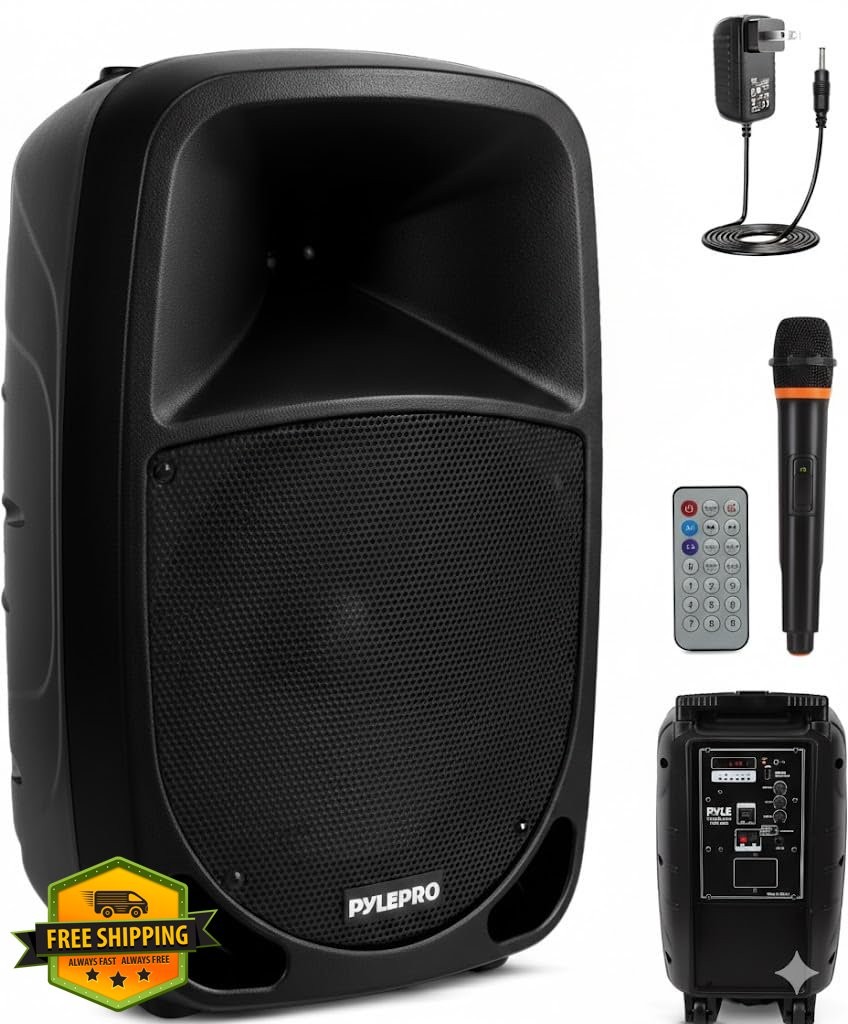 Pyle 1000W Portable PA Speaker PSBT105A 10" Sub UHF Mic Rechargeable
