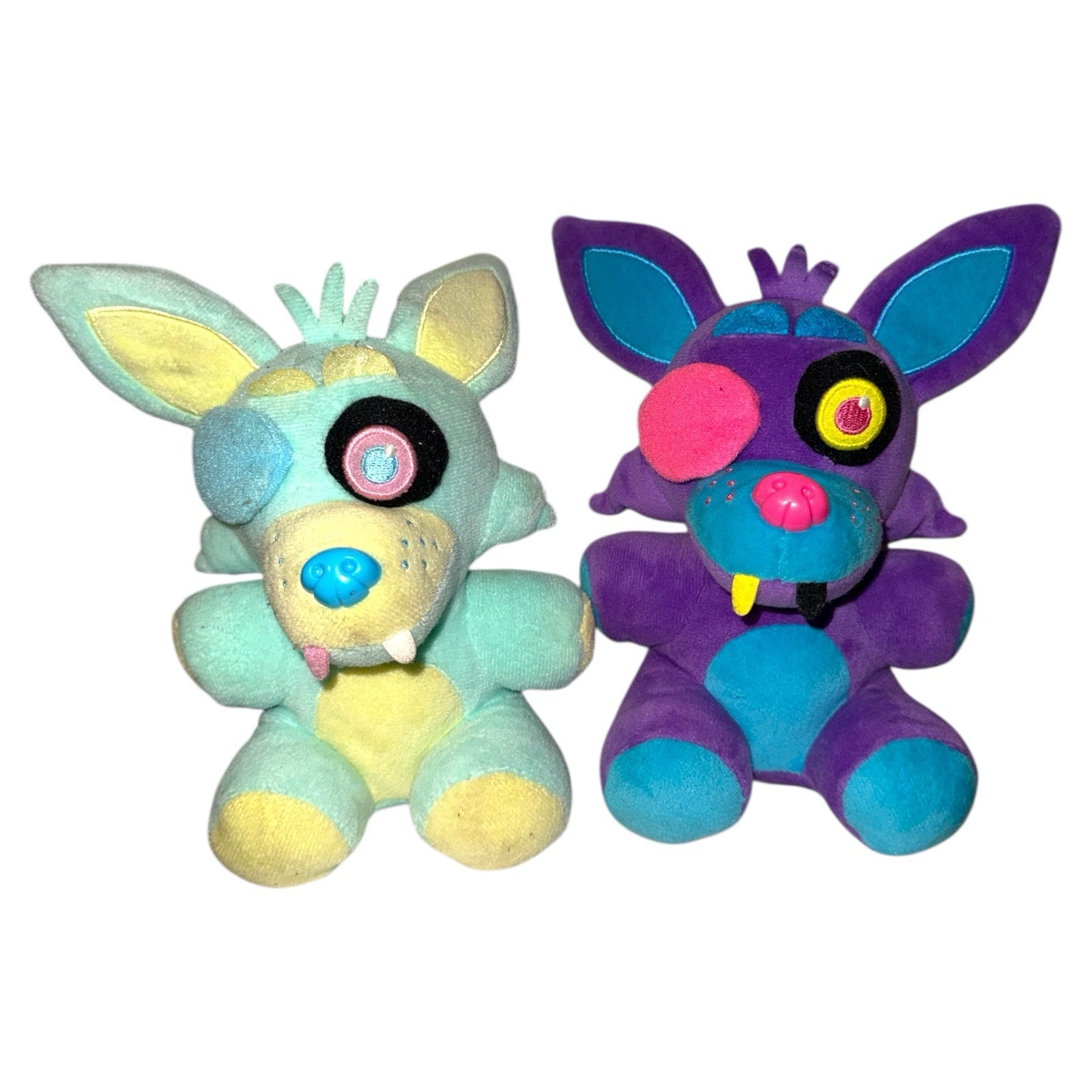 FNAF Five Nights At Freddies Foxy Plush Lot Purple Blacklight & Green Spring 8”