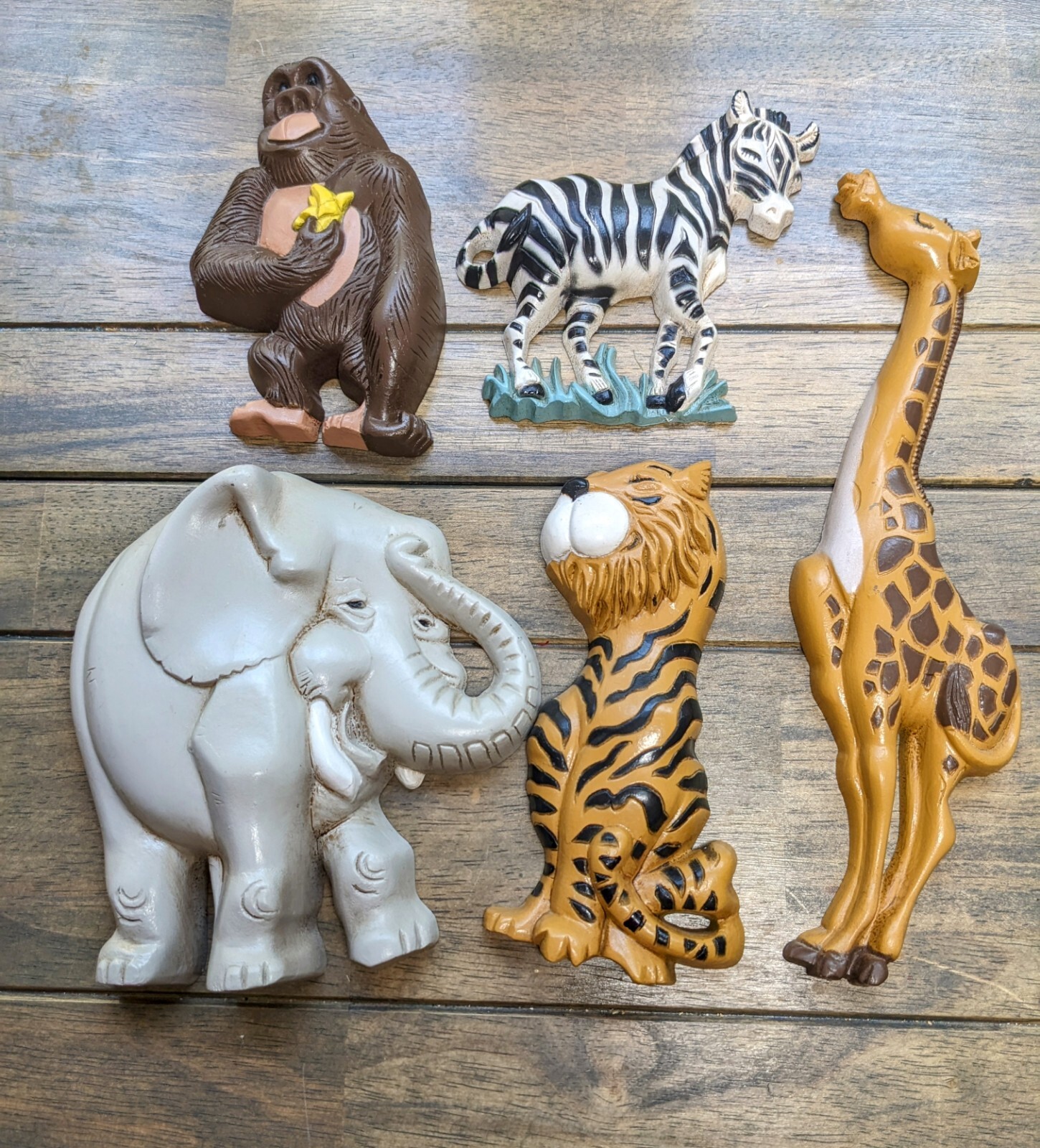 Home Interiors Burwood Set 1995 Jungle Safari Zoo Animals Wall Plaques Nursery