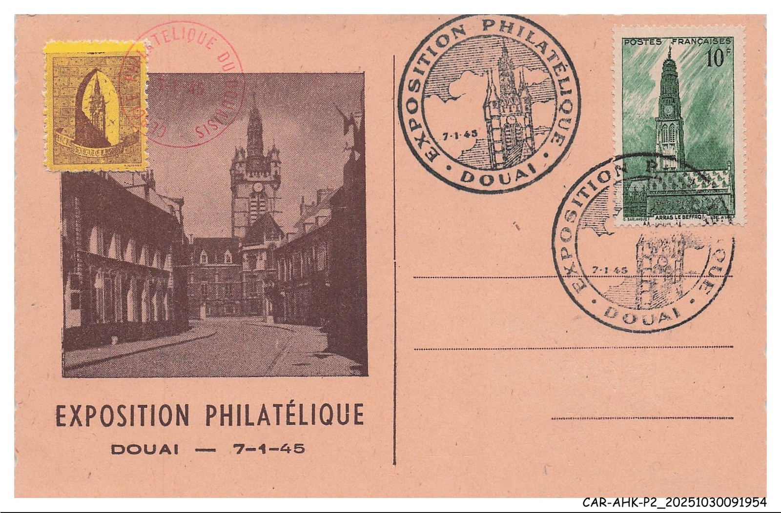 CAR-AHKP2-0075-CARTES-MAXIMUM - Douai - Exhibition Philatelic - Vignette
