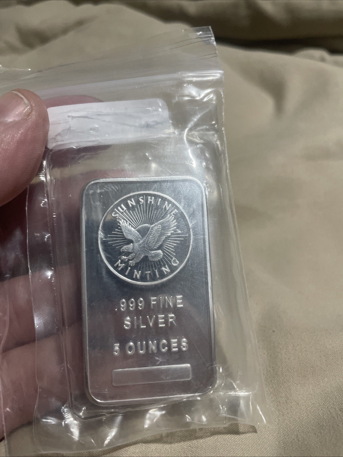 Sunshine Minting Inc. 5 oz .999 Fine Silver Bar ~ Bullion 5 Troy Ounces