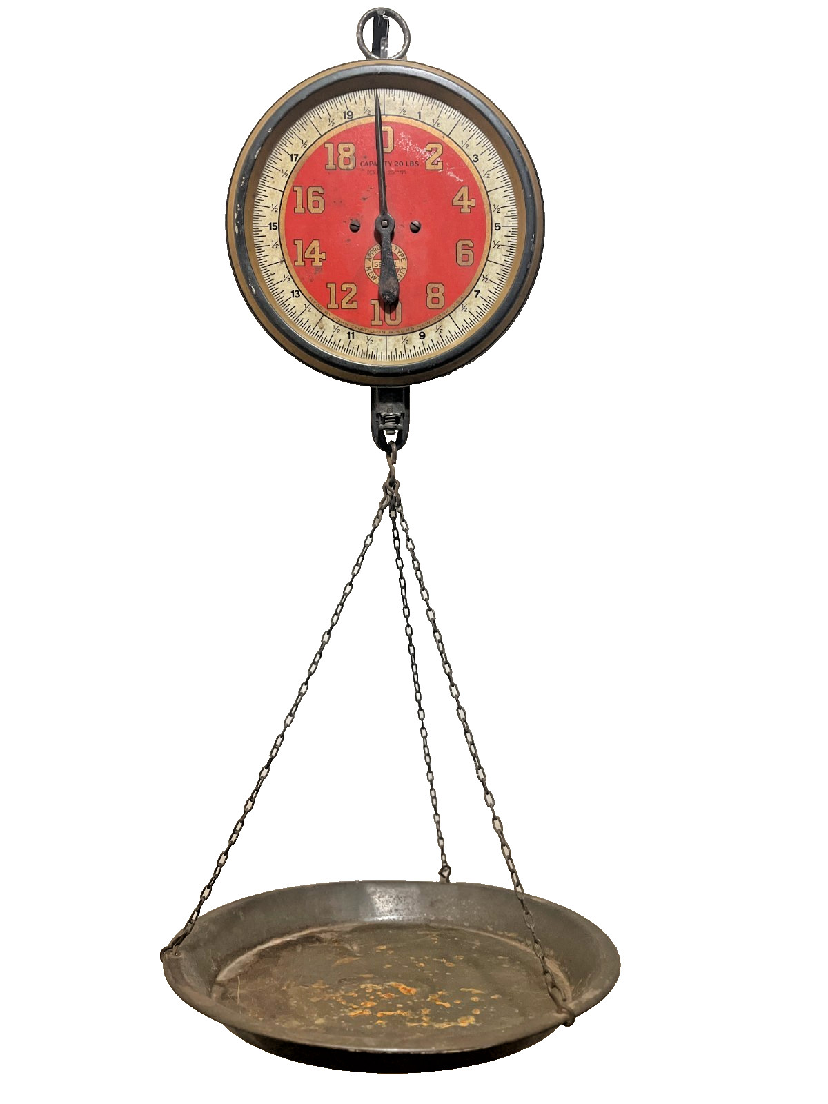 Antique John Chatillon & Sons New York 20lb Hanging Scale 33 Serial H - Works!