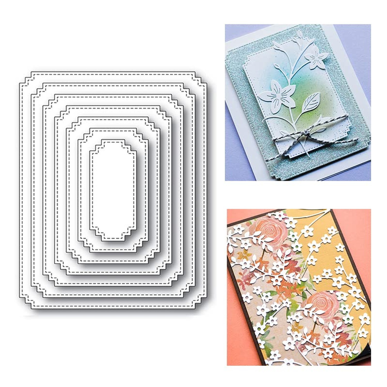 7Pcs Frame Metal Die Cuts,Rectangle Frame Cutting Dies Cut Stencils Card Pape...