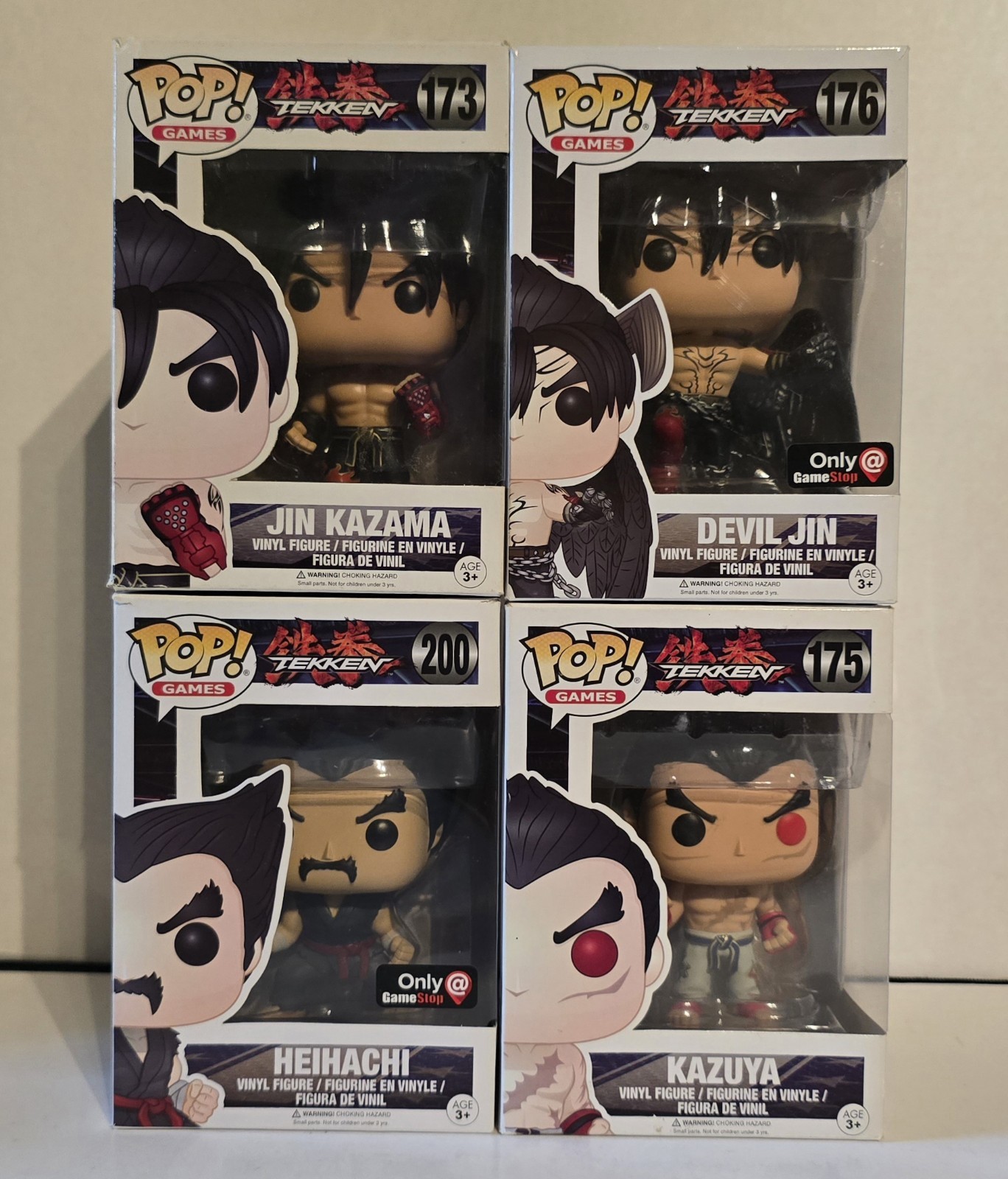 Funko Pop! Vinyl: Tekken Kazuya 175, Devil Jin 176, Jin 201, Heihachi 200 Set