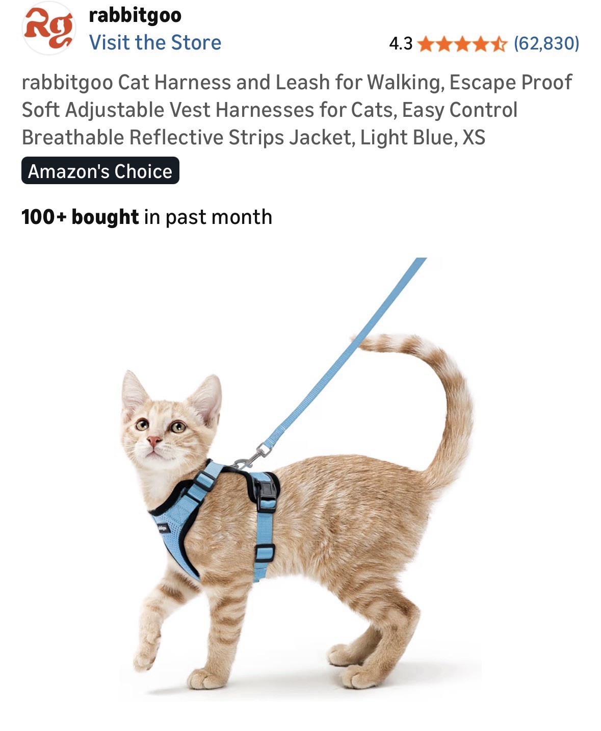 20pcs rabbitgoo Cat Harness and Leash  Escape Proof Soft Adjustable size XS