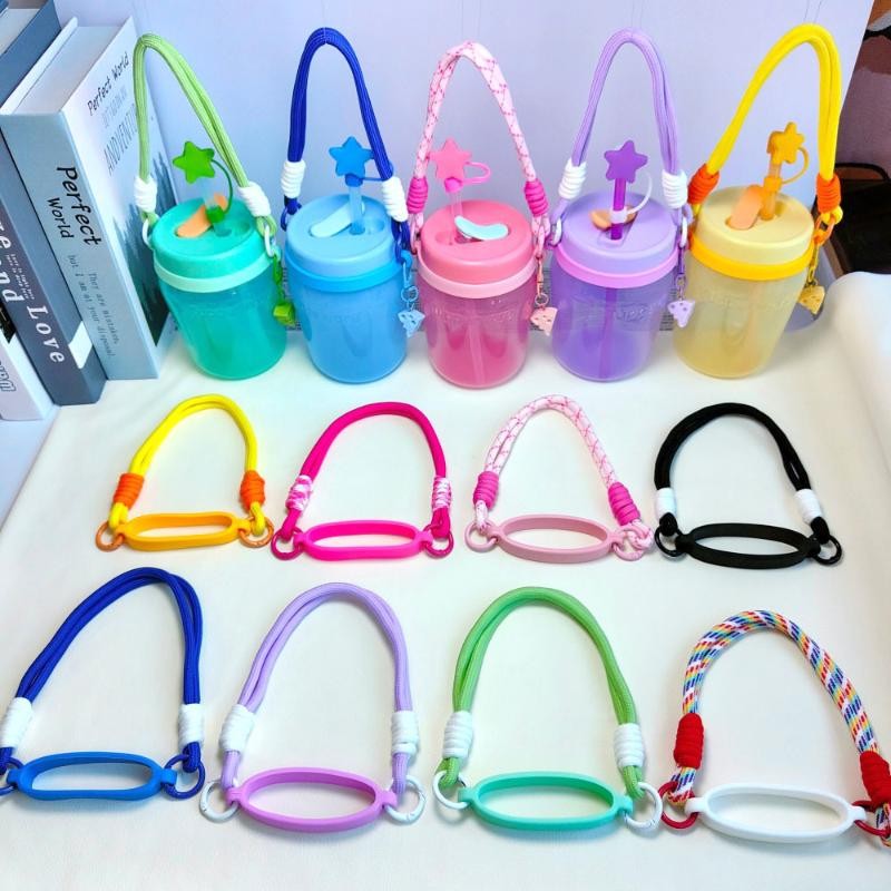 Candy Color Silicone Water Bottle Handle Strap Water Bottle Lanyard Hanging Rope