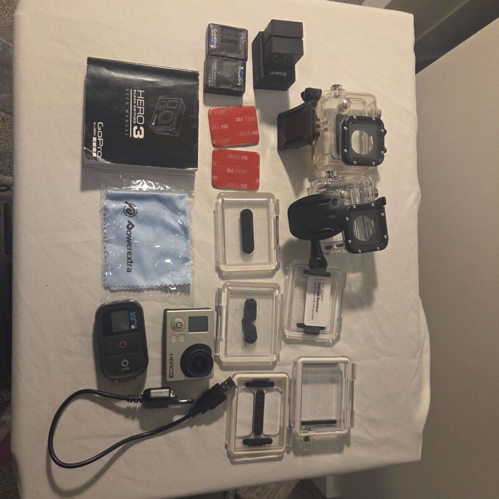 GoPro Hero 3 Action Camera Lot With Accessories, Extra Batteries TESTED