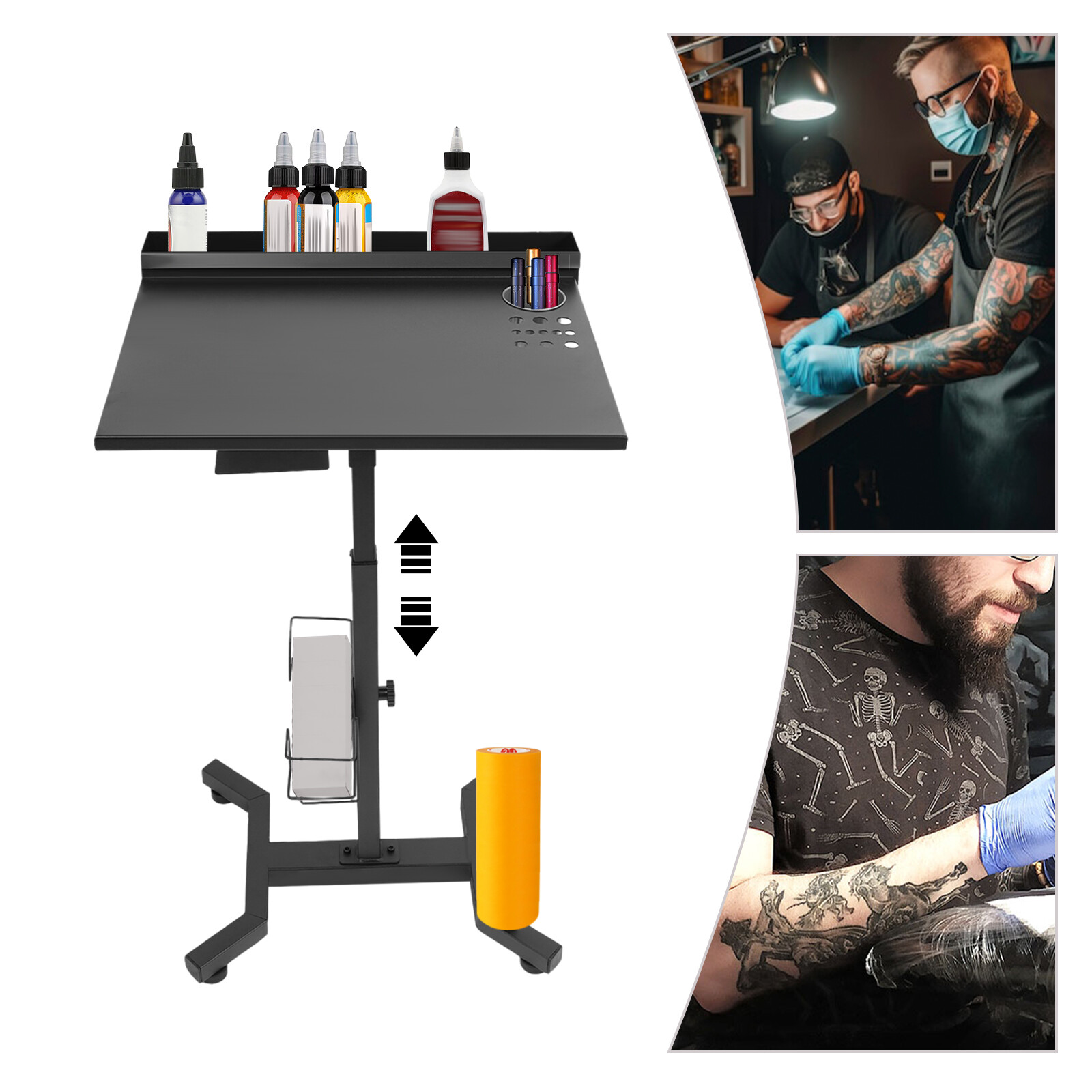 Salon Table Station Portable Height Adjustable Mobile Trolley Tattoo Work Cart